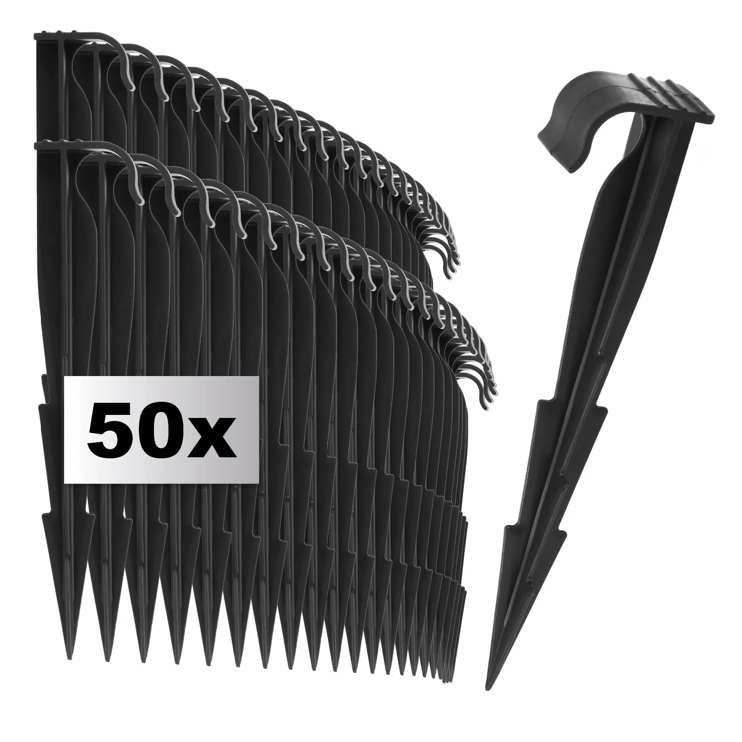 com-four 50x ganci di fissaggio per tubi irrigazione - Tasselli plastica terreno - Perni fissaggio tubi cavi coperture