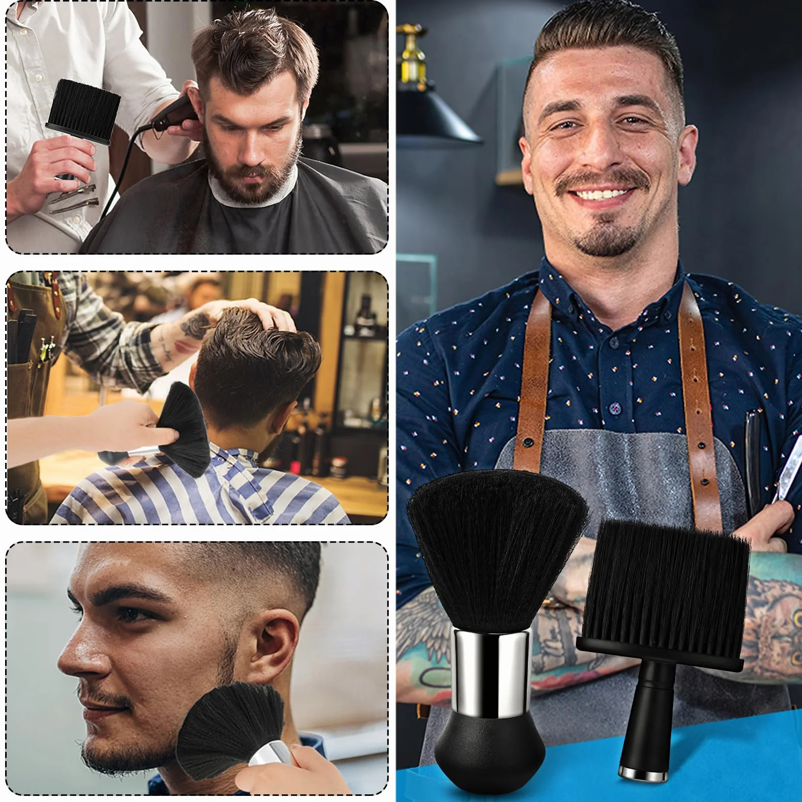 Abeillo Set di 2 pennelli per il collo, da parrucchiere, per la pulizia dei capelli rotti sul collo
