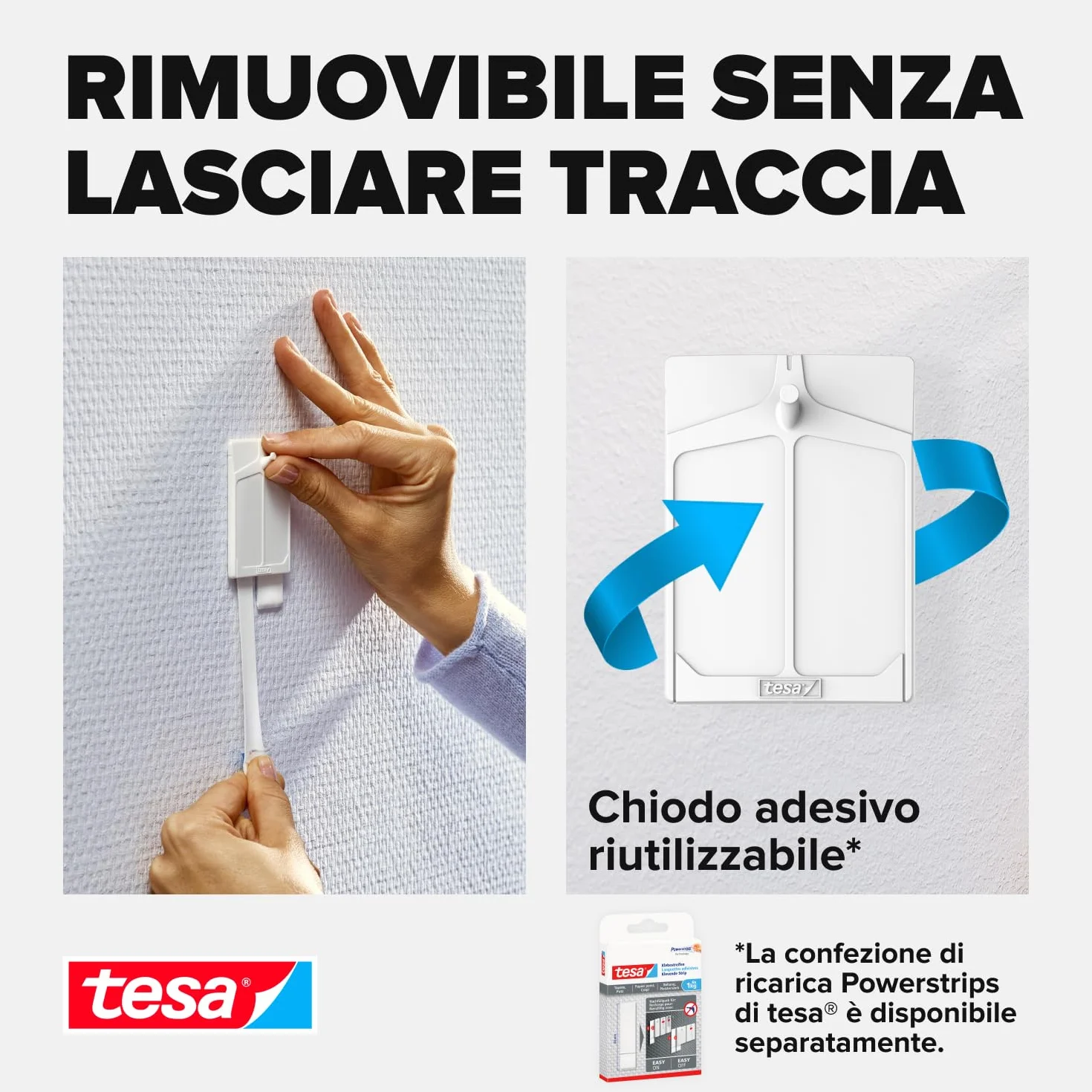 tesa Chiodo Adesivo 2kg Bianco per Carta da Parati Intonaco Set 2 Pezzi
