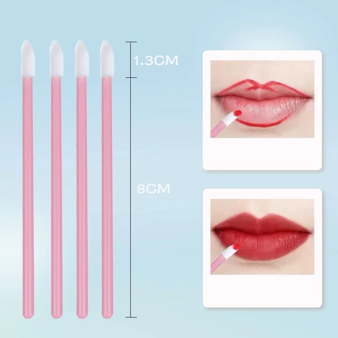 100 Pezzi Pennello per Labbra Usa e Getta, Monouso Pennello per Rossetto, Applicatore Bacchette per Correttore per Lip Gloss Trucco Pennello