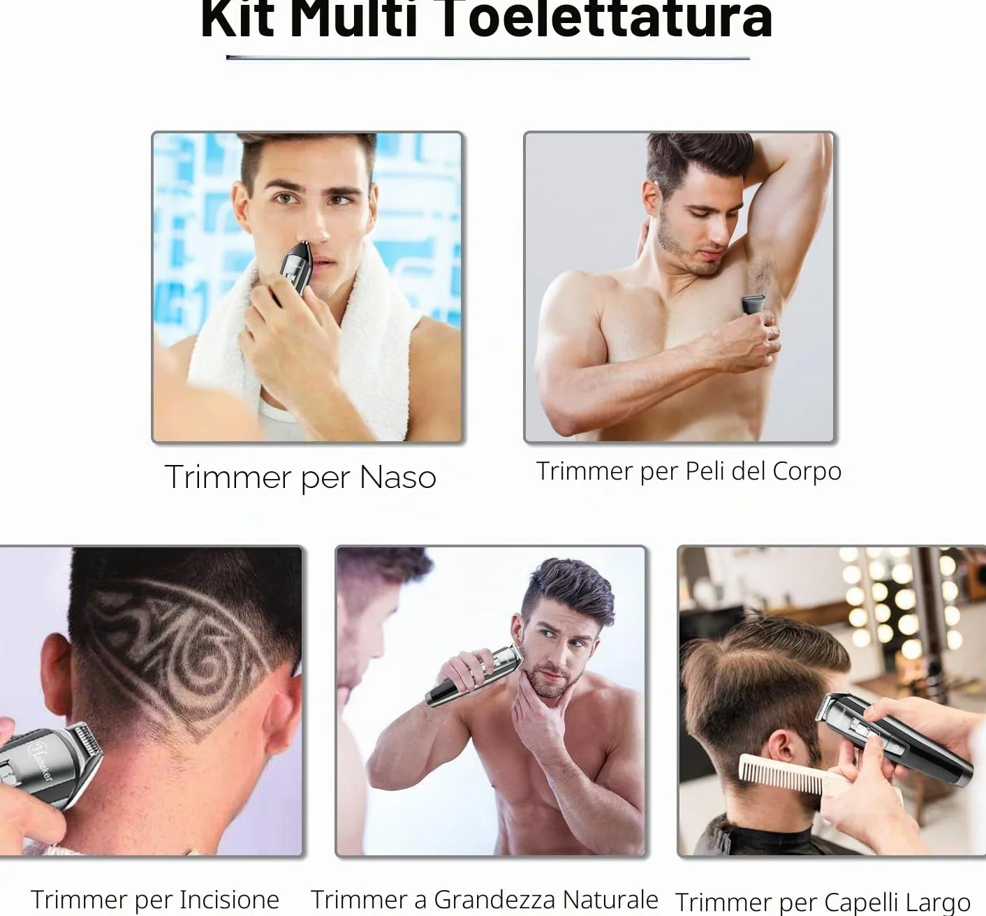 Hatteker Regolabarba Tagliacapelli Uomo Professionale Barba e Capelli e Corpo Bodygroom Regolatore per Capelli impermeabile 5 in 1