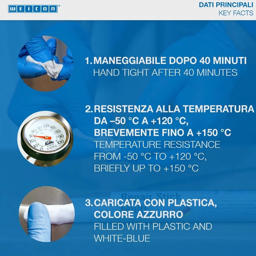 Weicon Barretta Plastica Adesivo Epossidico 2 Componenti 57G