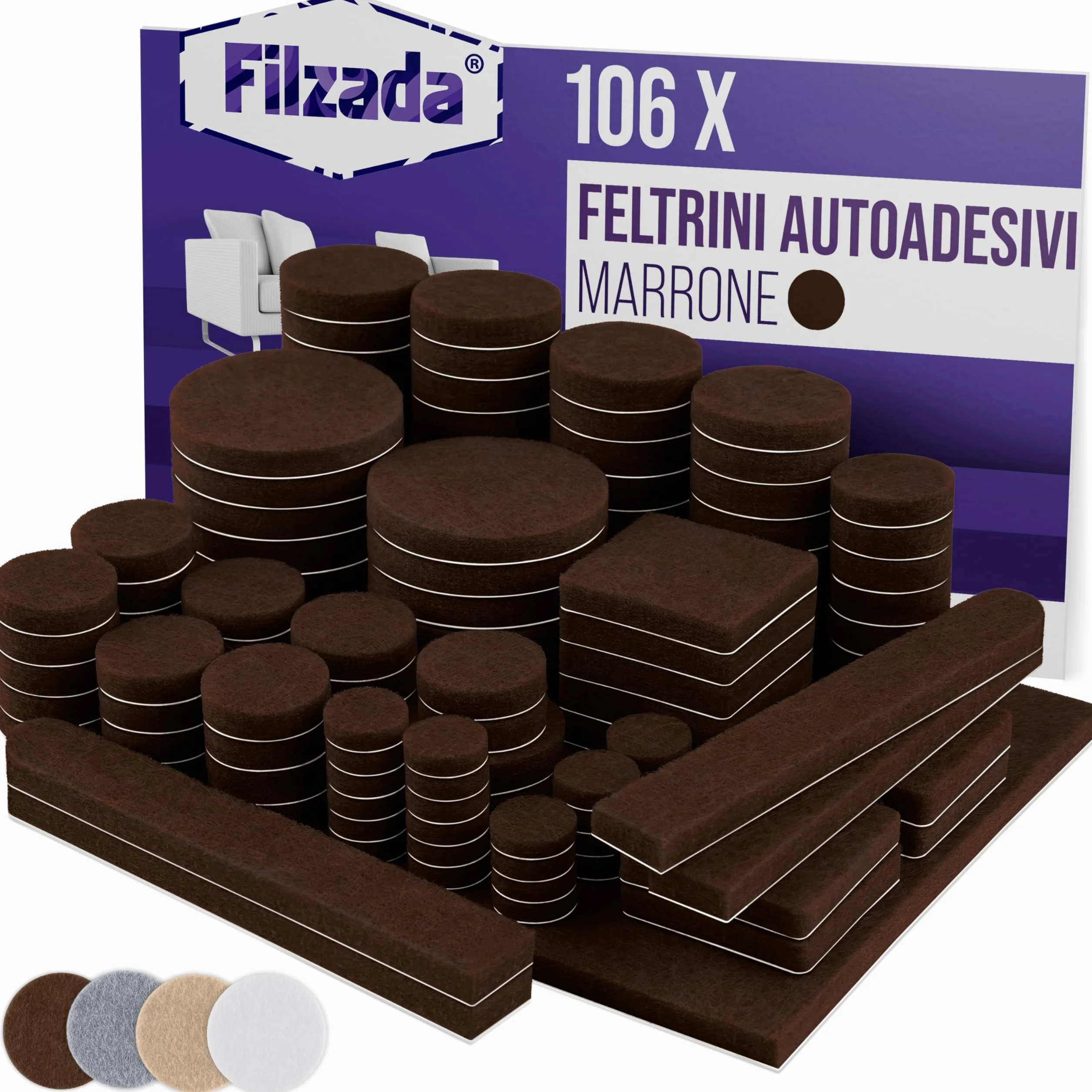 Filzada 106 Feltrini Adesivi per Sedie MARRONE
