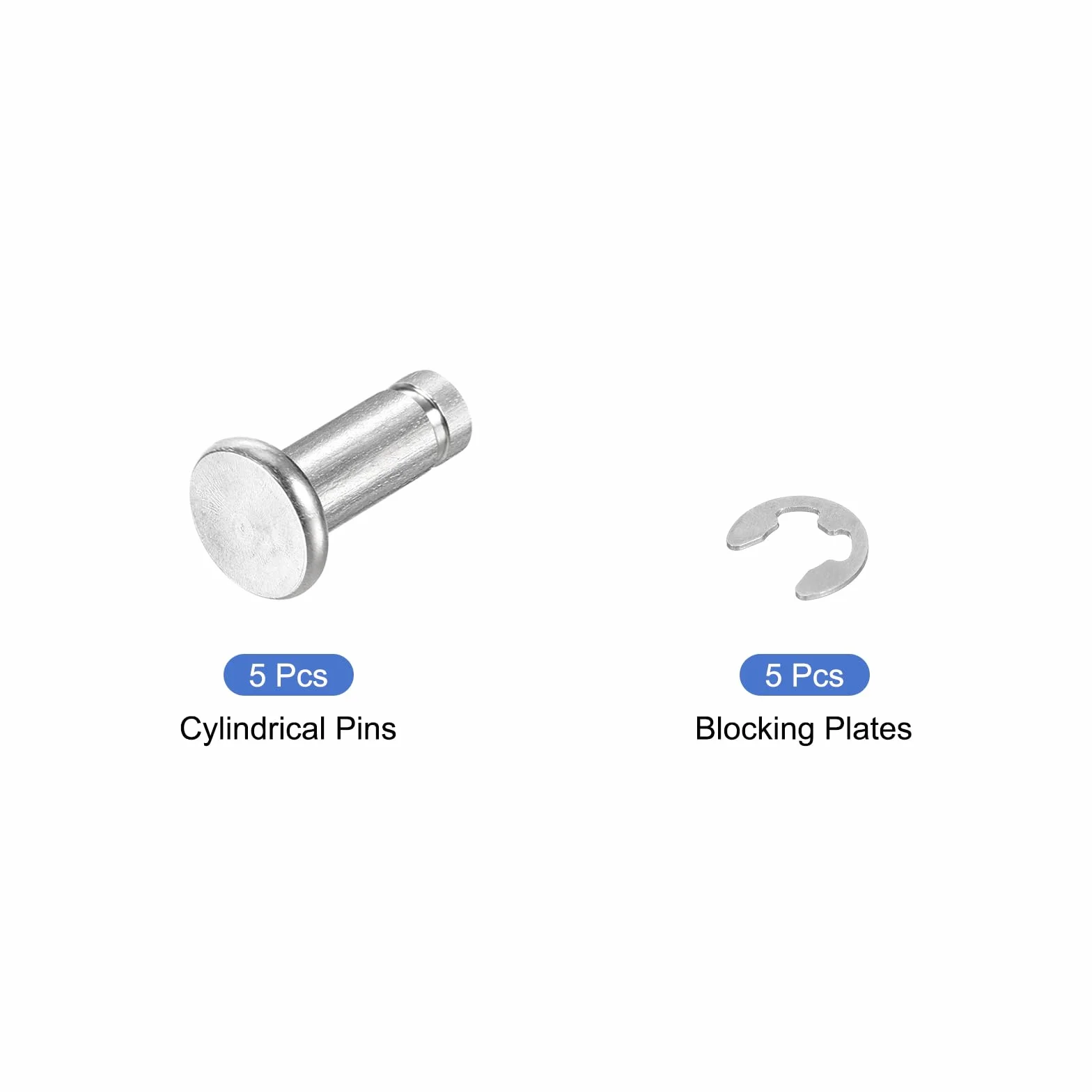 Acciaio Inossidabile 304 Perno Posizionamento Cilindrico Elastico M5x12mm, Perno Posizione Cilindro Cerniera Scanalato Testa Piatta con Clip E, Argento