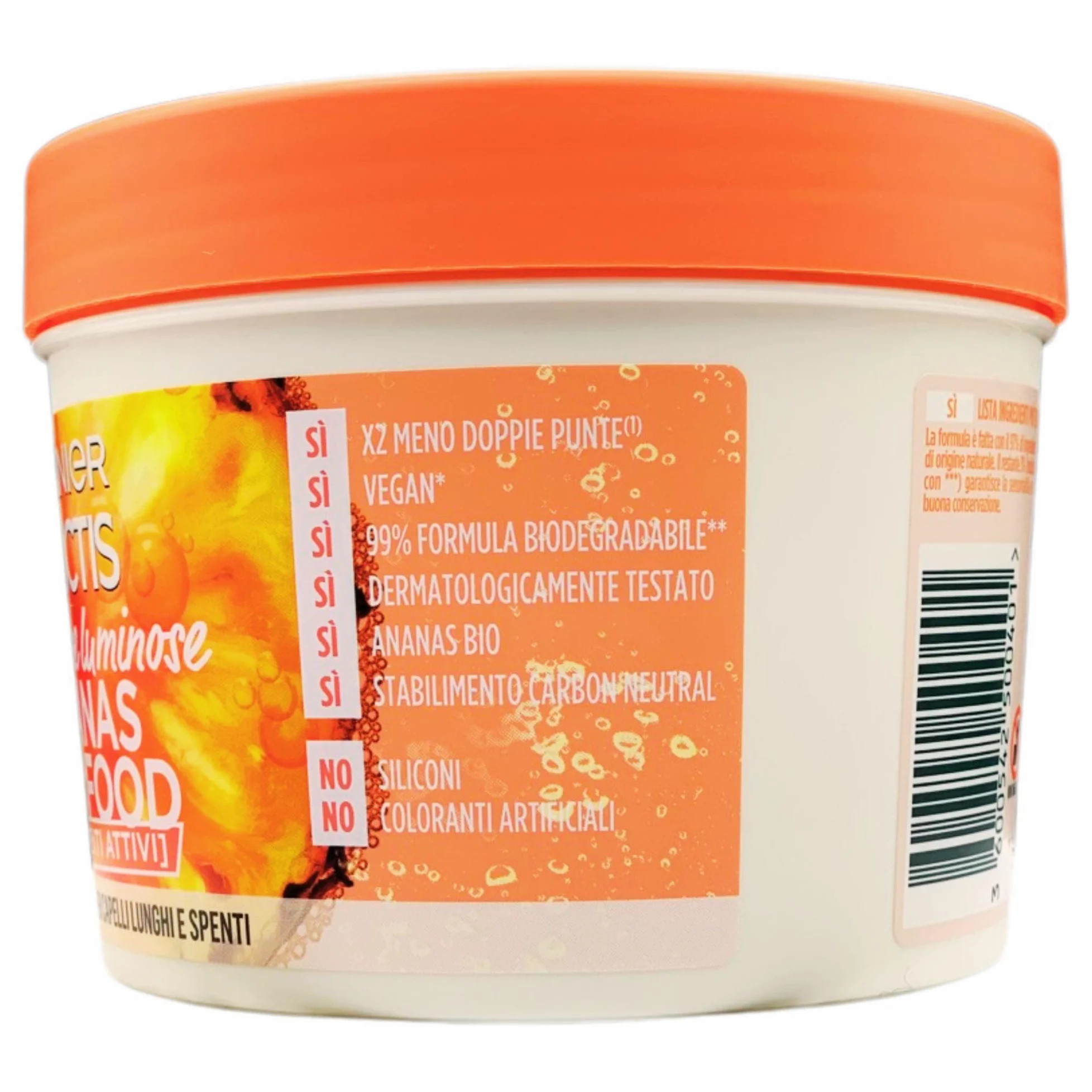 Maschera Triplo Uso, Utilizzabile come Balsamo, Maschera o Trattamento Senza Risciacquo. Ananas Hair Food, Per Capelli Lunghi e Spenti, Lunghezze Luminose, +Nutrienti Attivi 390ml (6 Barattoli)
