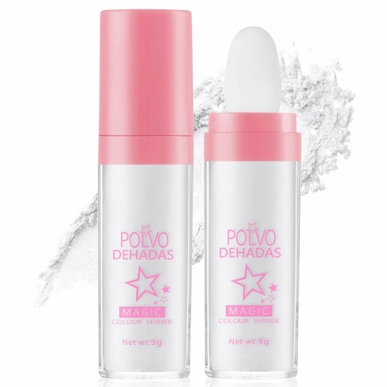 AOOWU Powder Stick, Polvere Corpo Glitter Evidenziatore in Polvere per Viso e Capelli, Patting Powder con Effetto Brillante per Festival e Feste(Bianco)