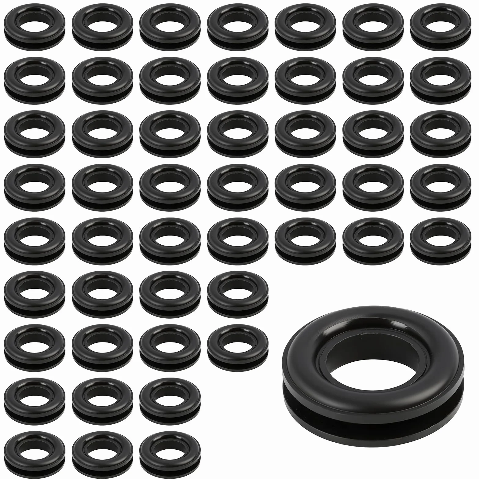 Occhielli per teloni 50 pezzi plastica neri diametro 15 mm
