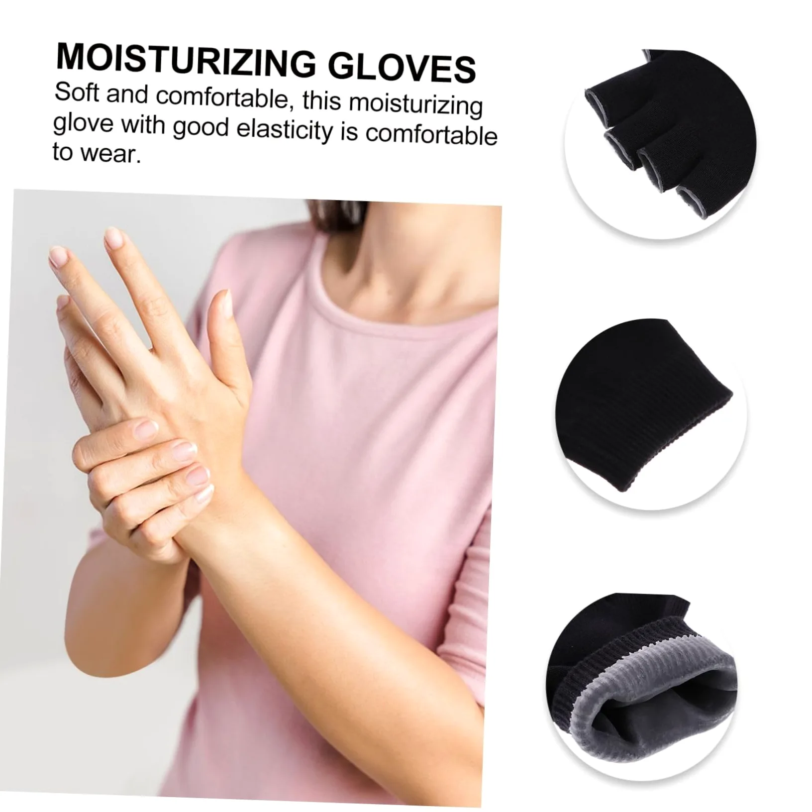 Healvian Guanti Idratanti da Donna senza Dita in Gel Olio Essenziale Vegetale e Cotone Elasticizzato, 2 Paia per Cura e Manicure Confortevole