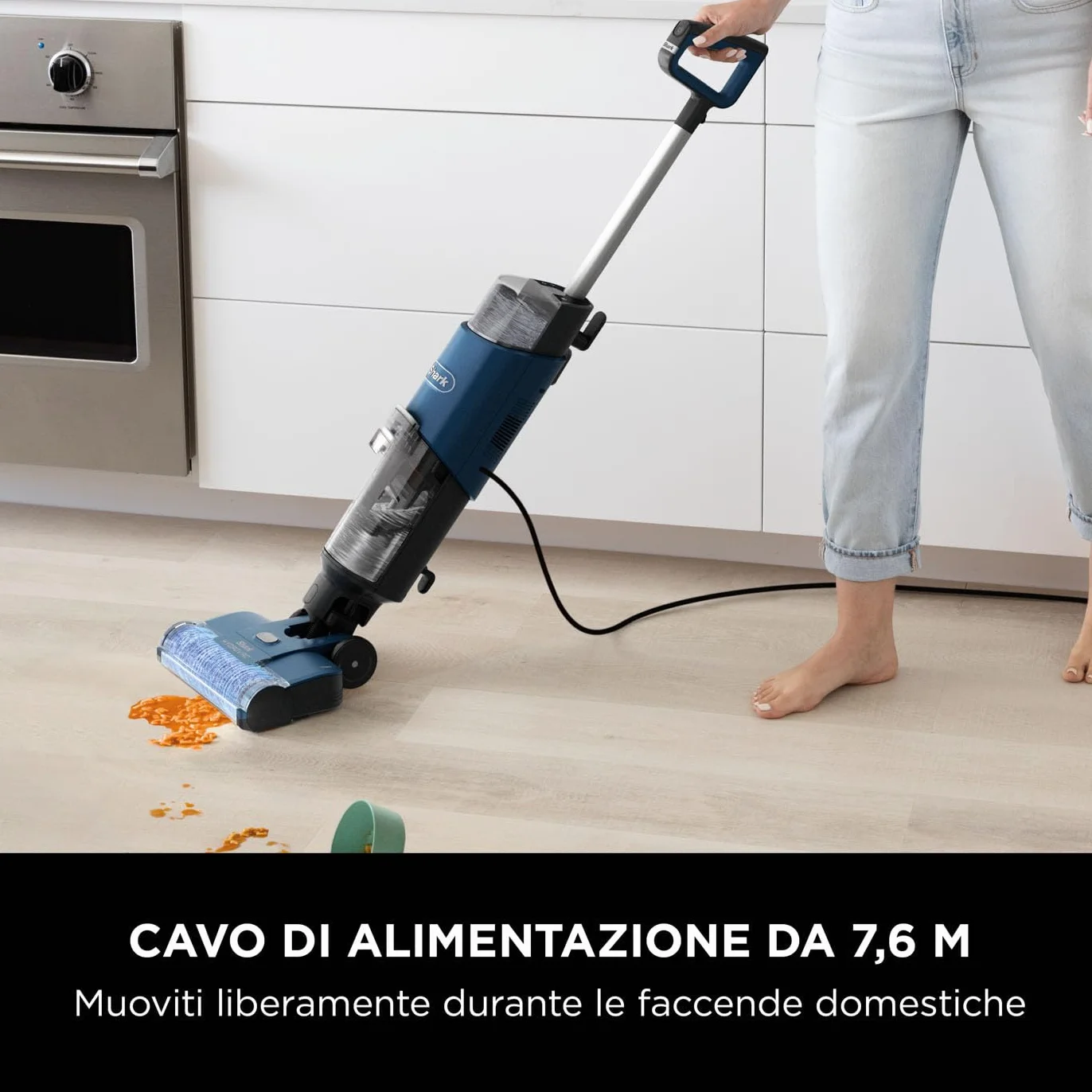 Shark WD100EU HydroVac Aspirapolvere Lavapavimenti Wet & Dry Autopulente Blu Navy