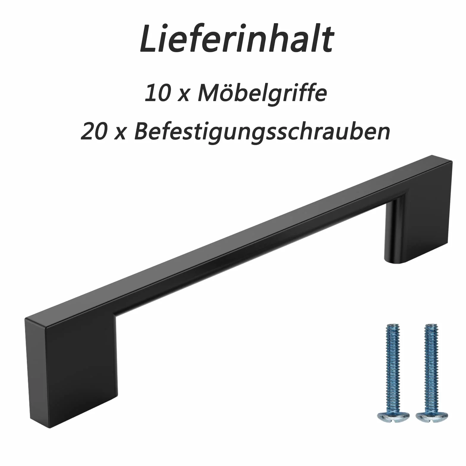 FURNIWARE Maniglie per Mobili in Spazzolato 5 Pezzi Distanza Fori 96 mm Noir Mat