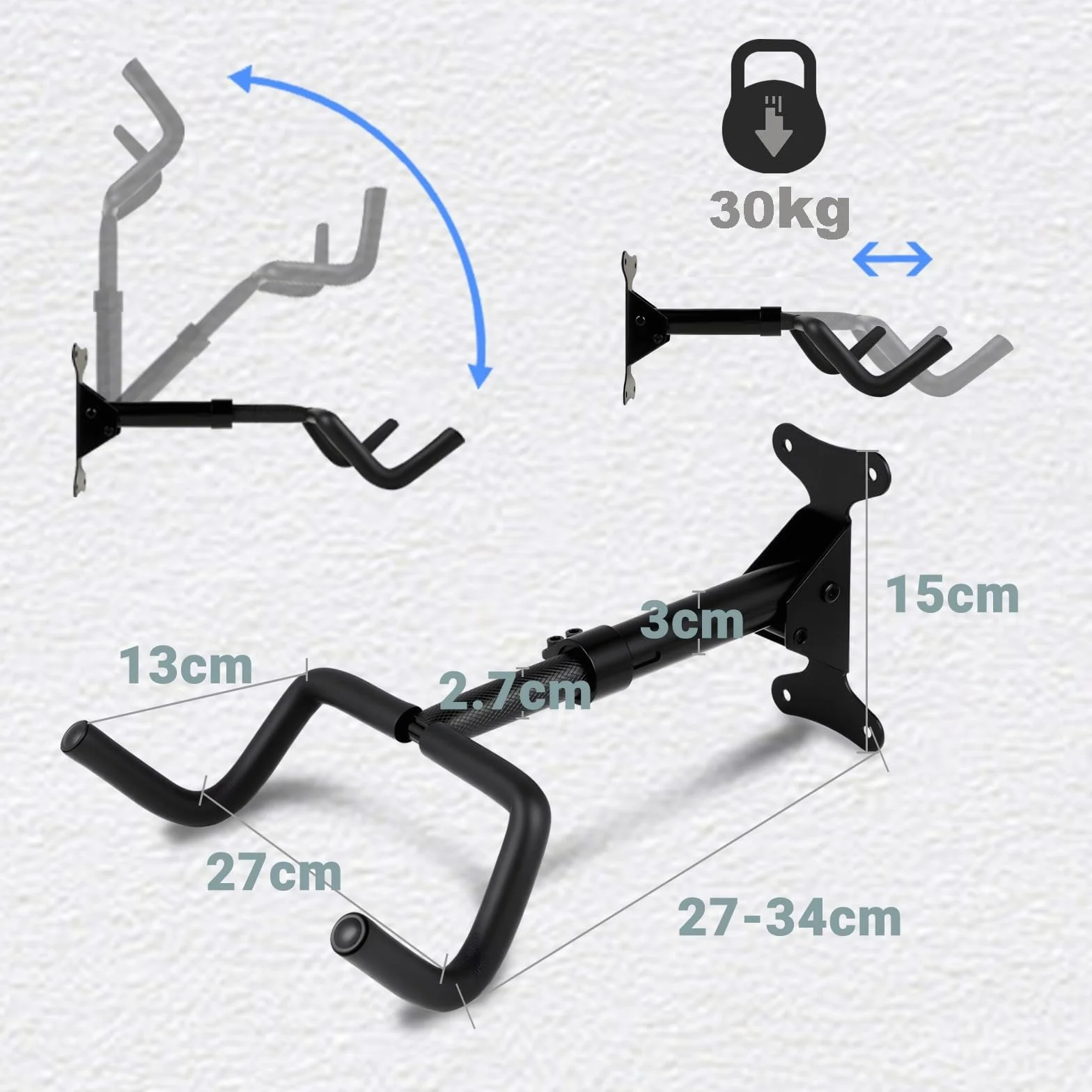 Porta Bici da Muro 30 kg 360° Girevole Estraibile Pieghevole 90° Protezione Schiuma EVA 8 mm