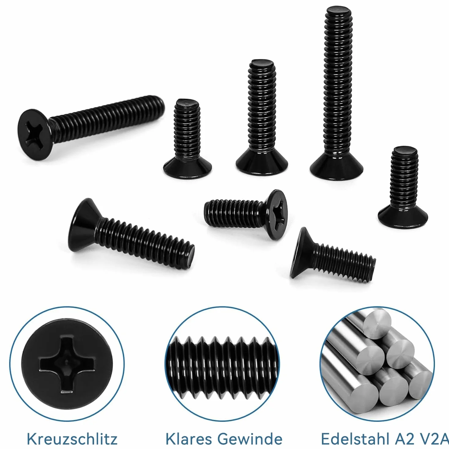 Dayalo Viti a testa svasata M4 x 10 mm in acciaio inox, 50 pezzi per mobili e legno