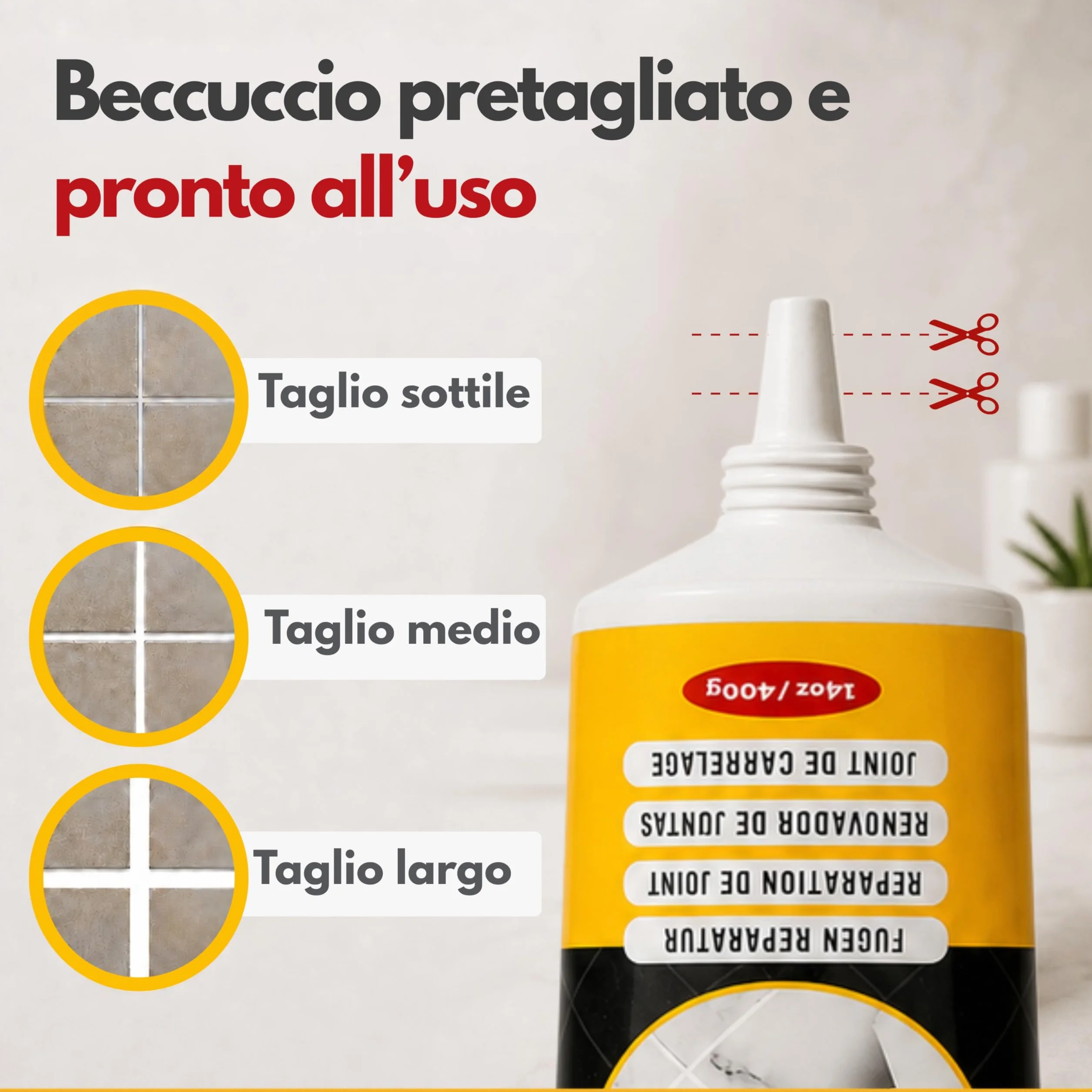 ISPAR Stucco per Fughe Crema 250 g, Riempitivo Pronto in Tubetto per Riparazione Fughe Piastrelle
