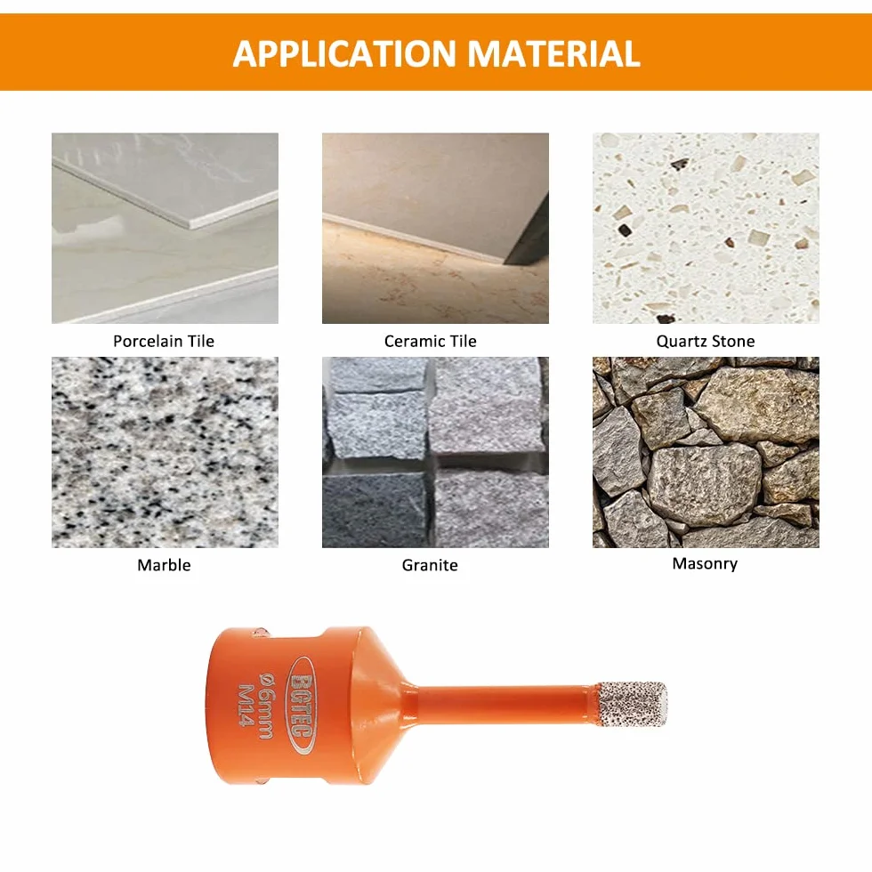 BGTEC Punta Diamantata Sega a tazza Diamantata 3 pezzi 6/8/10mm M14 per trapano piastrelle porcellana gres porcellanato ceramica granito foratura smerigliatrici angolari