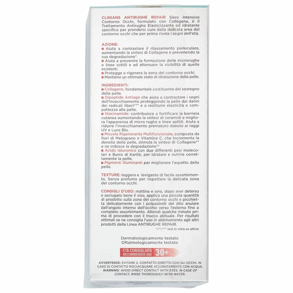 CLINIANS | Antirughe Repair Siero Intensivo Contorno Occhi, Dermatologicamente Testato, Made in Italy, 15 ml