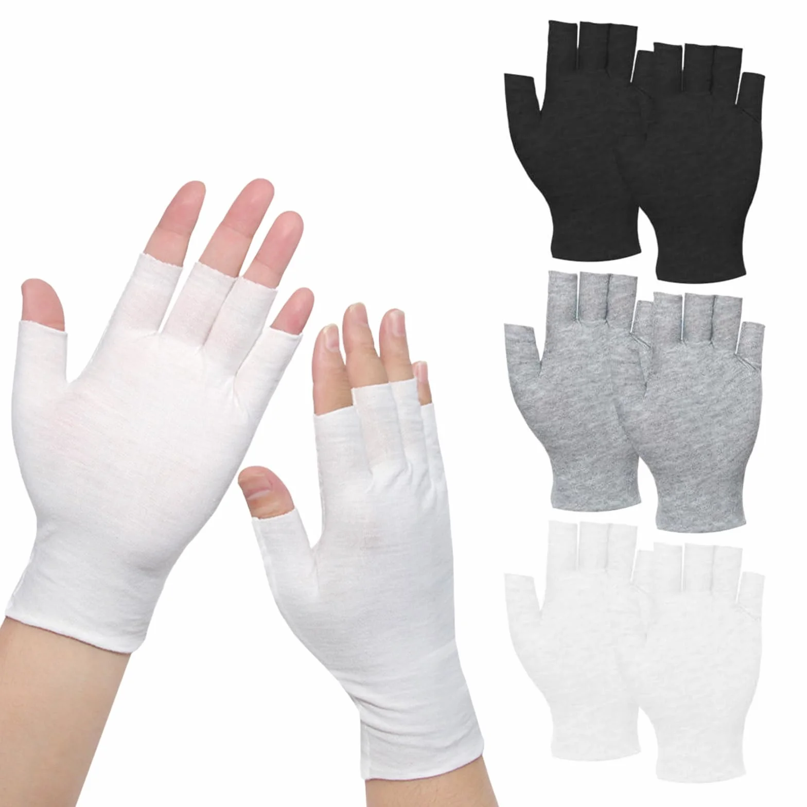 3 Paia Di Guanti In Cotone Senza Dita, Neurodermite, Guanti UV