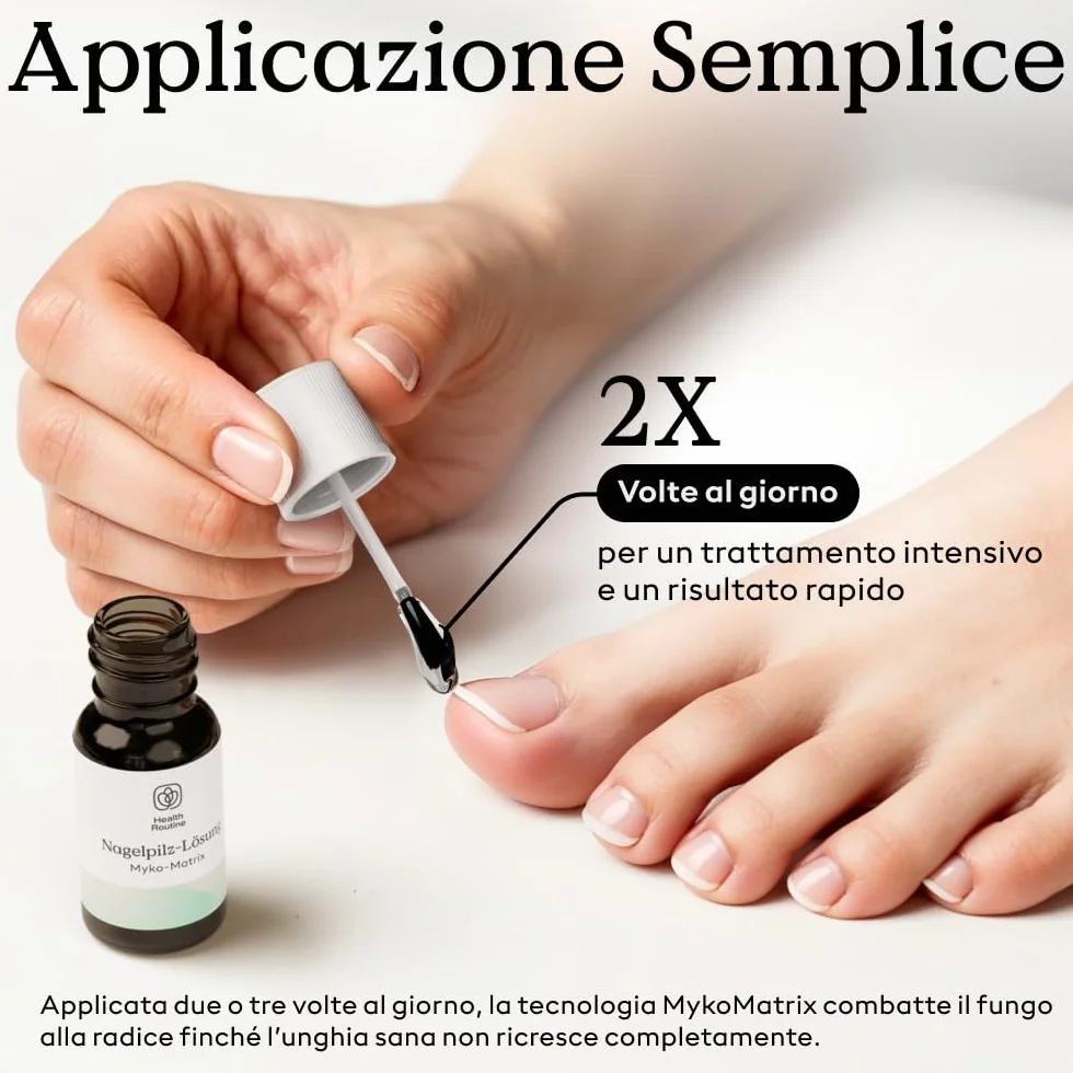 Health Routine Myko-Matrix soluzione antimicotica per unghie — dispositivo medico certificato CE per unghie danneggiate — trattamento con olio di tea tree e oli essenziali naturali