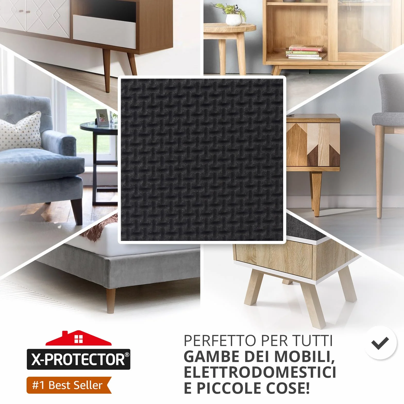 X-PROTECTOR Piedini antiscivolo gomma 50 mm 16 pz – Adesivi per mobili