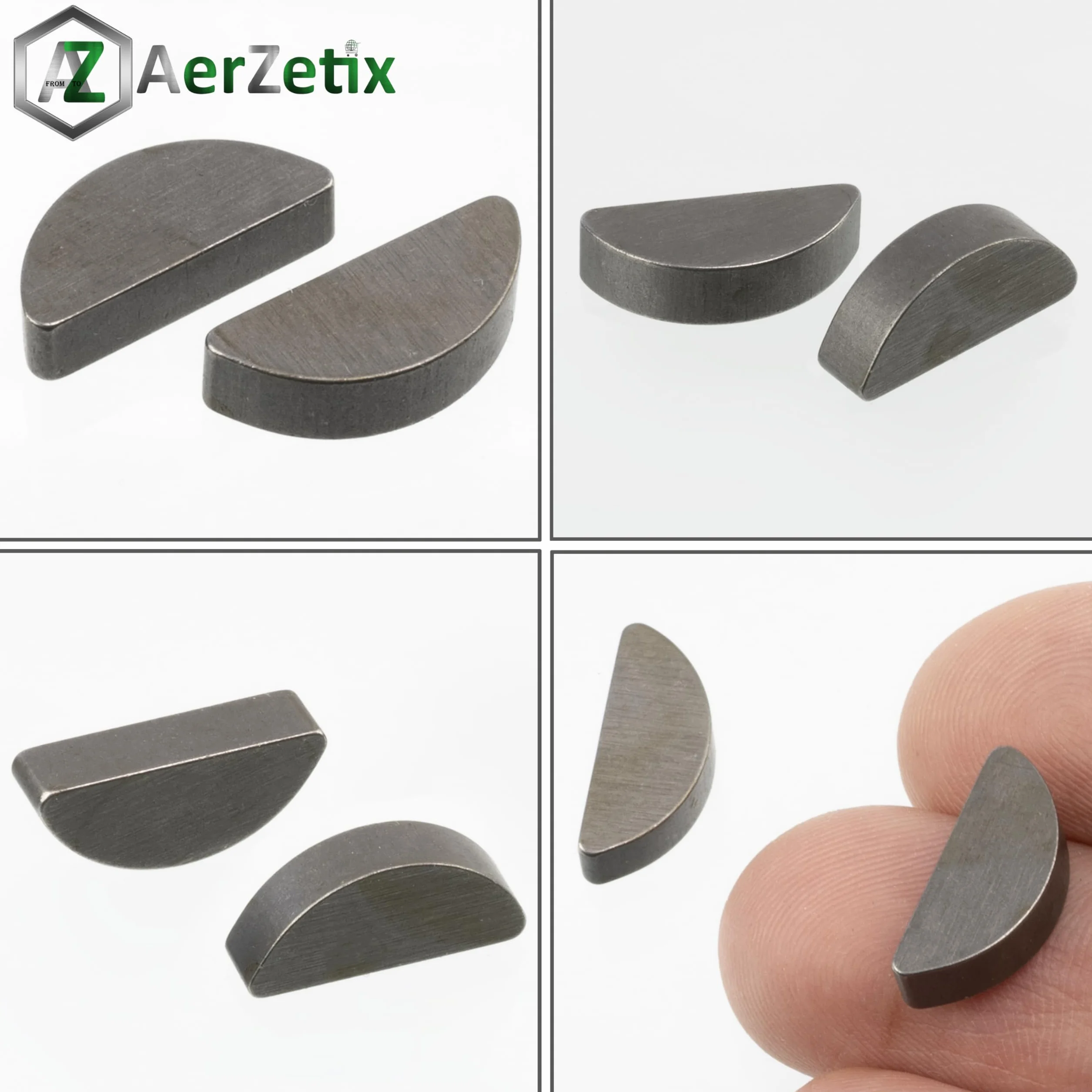 AERZETIX C75992 Set di 2 chiavette a forma di mezzaluna 4x6.5x16mm acciaio