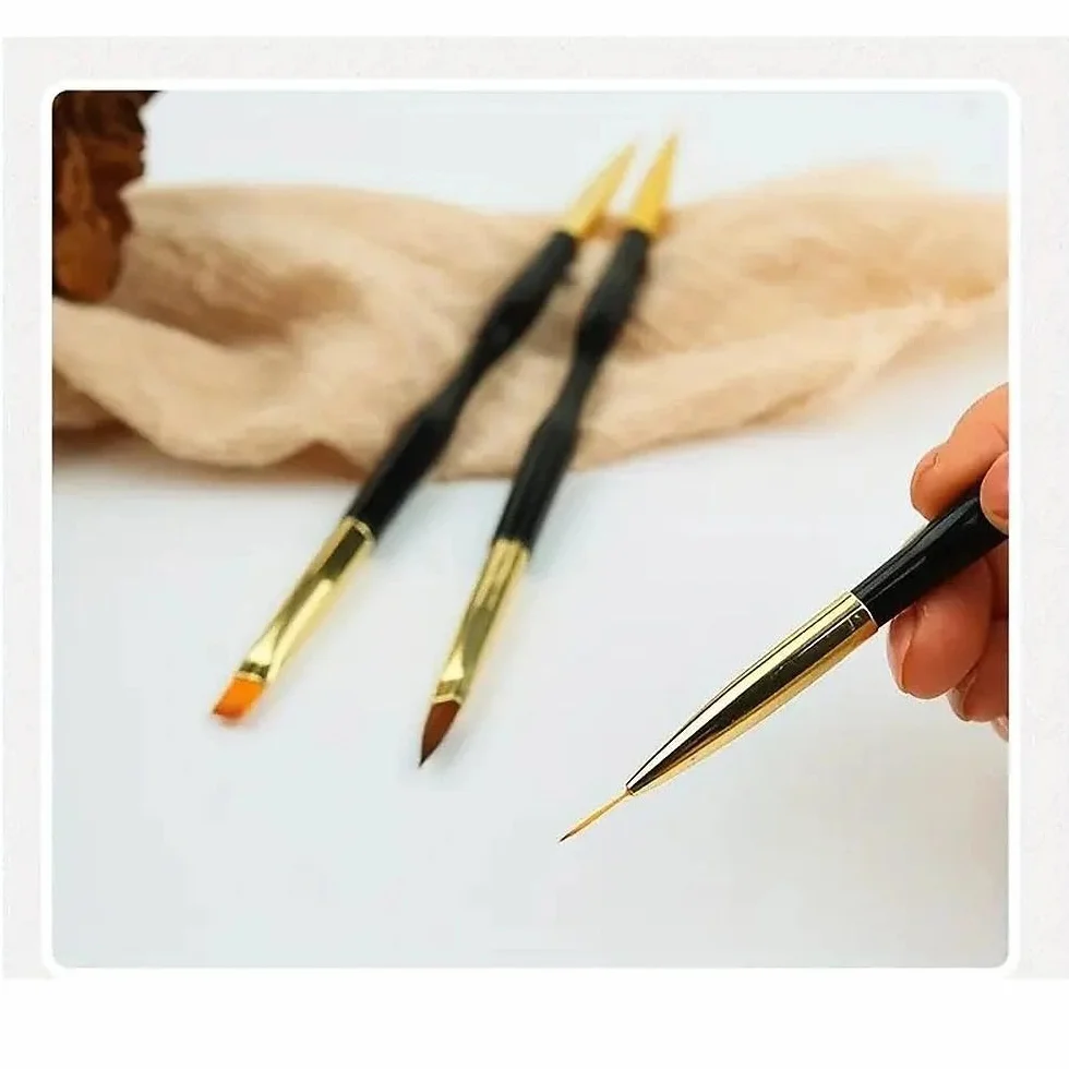 1 Set 3 Pennelli Arte Unghie Doppio Testa, Pennello Dettagli Professionale per Acrilico, Smalto Gel, Design Unghie Fai da Te, Strumenti Manicure