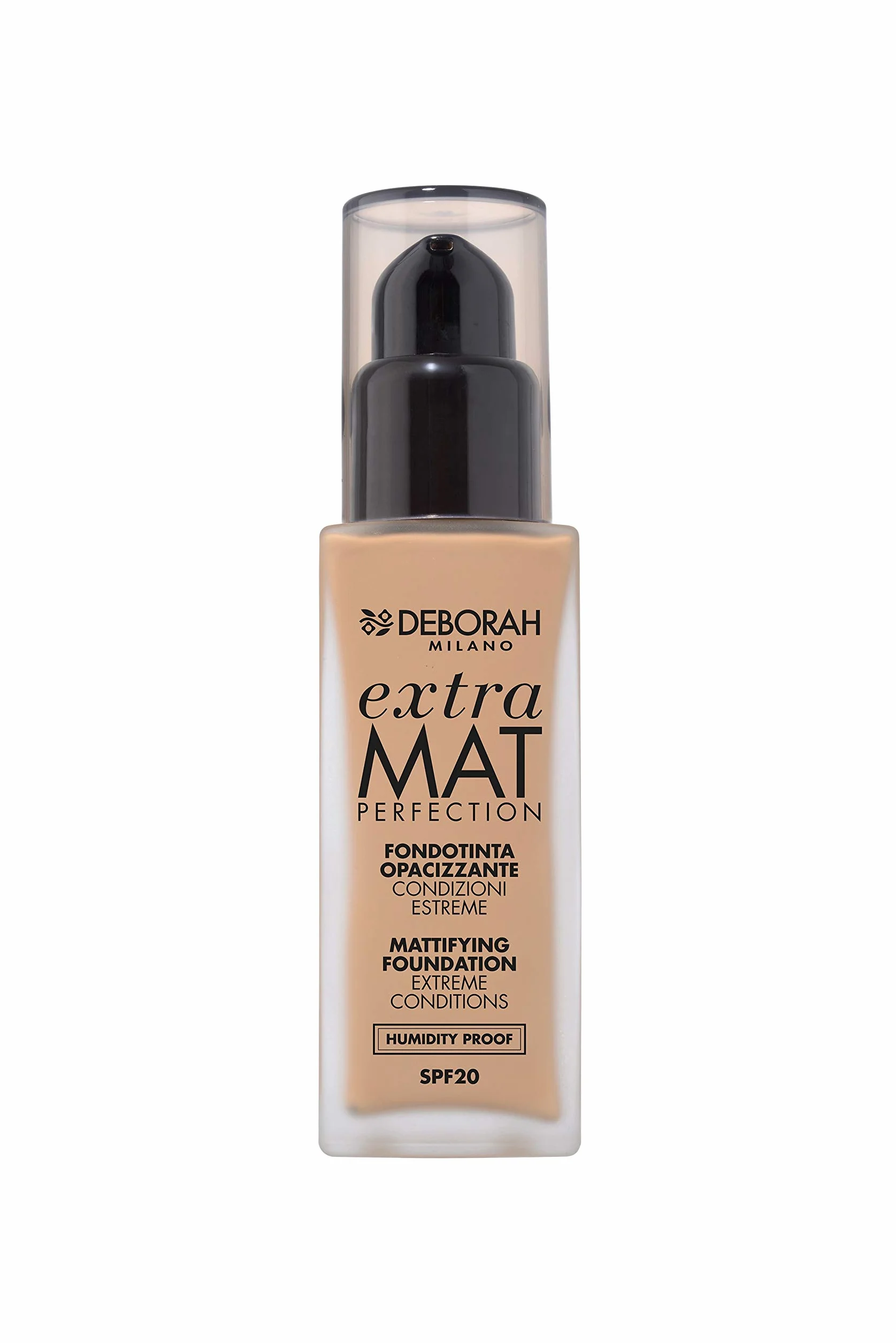 Deborah Fondotinta Extra Mat Perfection N.3.3 Gold Finish Opaco, Texture No Transfer e Humidity Proof, SPF20-30 ml