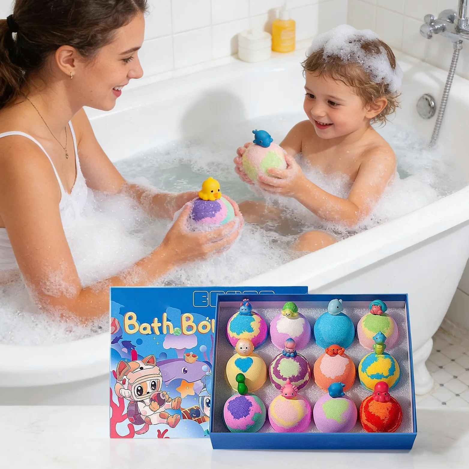 Bombe da Bagno Effervescenti 12 Pezzi Effervescenti Delicati Rinfrescanti | Bombe da Bagno Schiumose Regalo Idea per Adolescenti Famiglia Bambini Ragazzi Ragazze Figlio Figlia