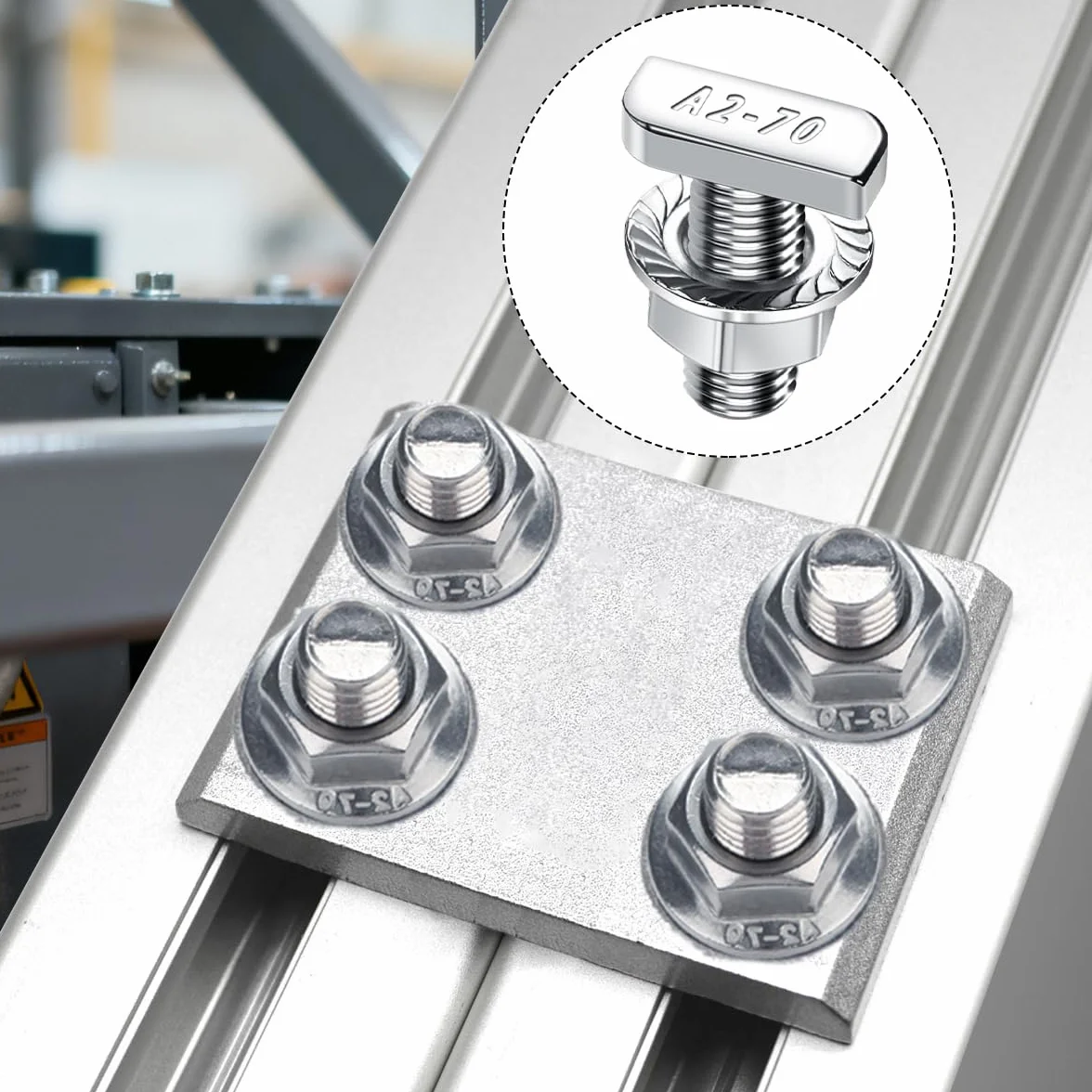 Viti a testa martello M8x20 acciaio inox per guide solari PV