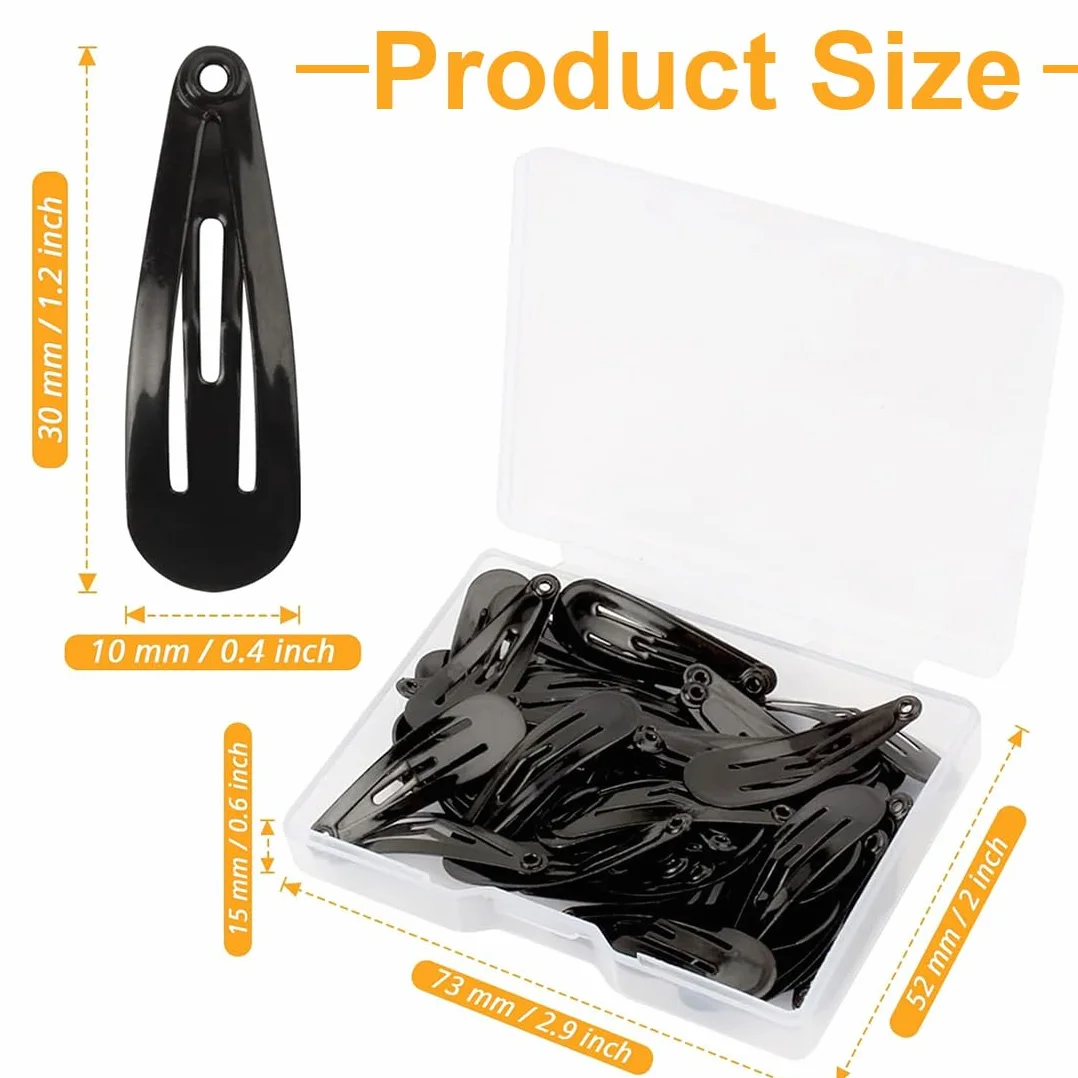 50 Pezzi Mollette Capelli Clip Fermagli per Capelli Bambina Ragazza Donne Metallo Nero