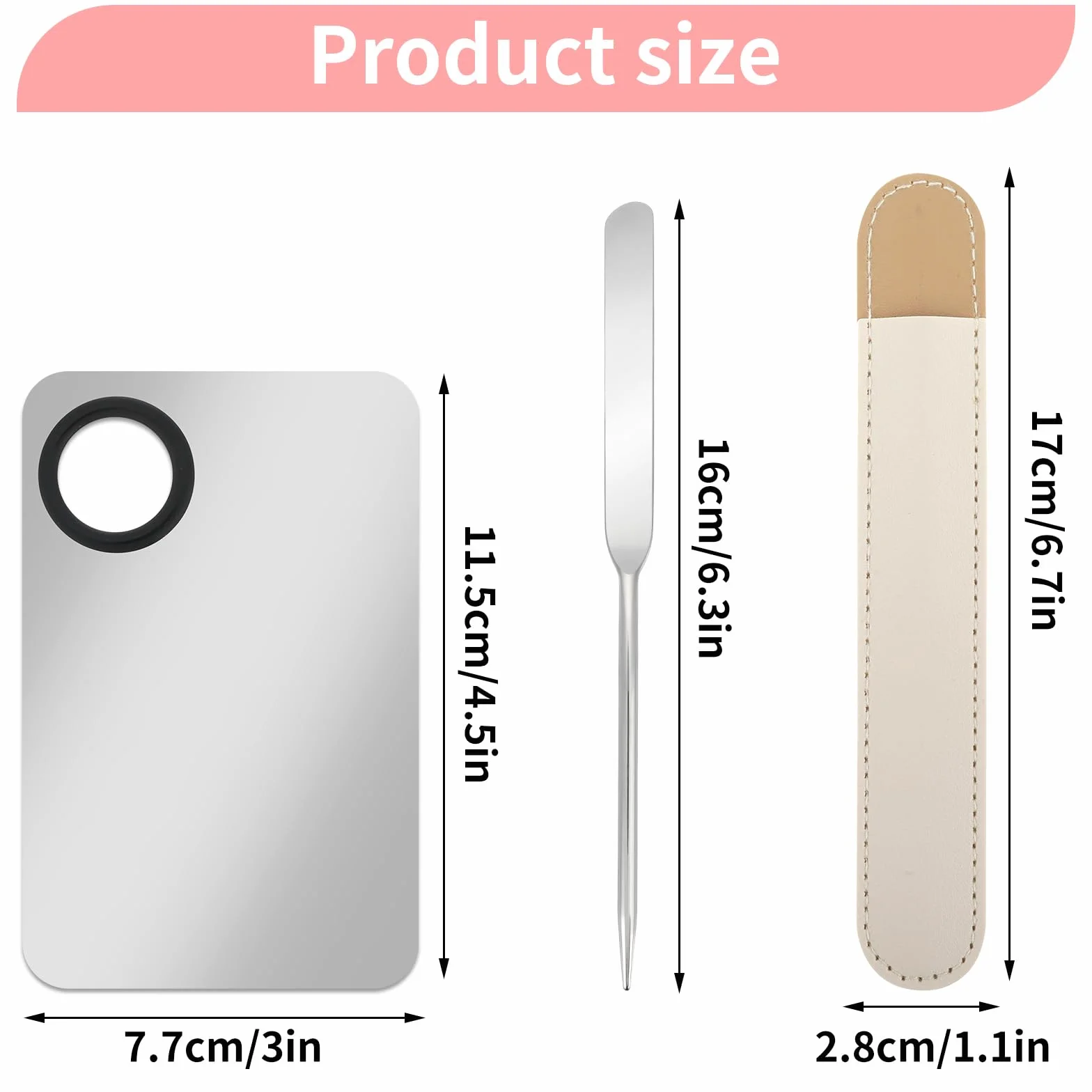 Set Spatola Per Fondotinta - Palette Per Miscelare Trucco In Acciaio Inossidabile Con Patula Trucco Coreano Miscelatore Portatile Per Palette Per Miscelare Fondotinta, Ombretti, Nail Art