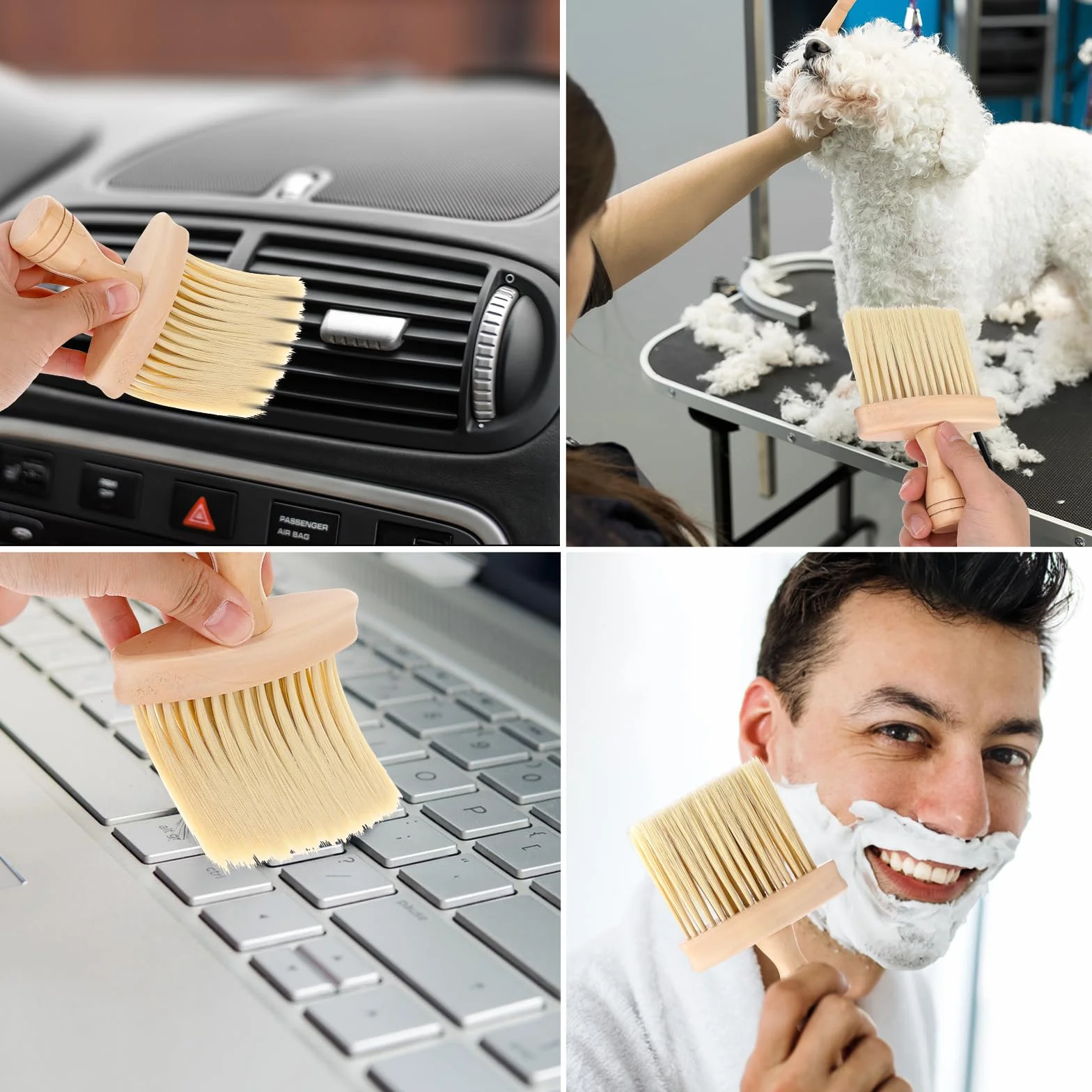 Spazzola professionale per spolverare il collo del barbiere, 2 pezzi, spazzola professionale per tagliare i capelli da barbiere, per spolverare i capelli intorno alla scollatura e alle orecchie dopo