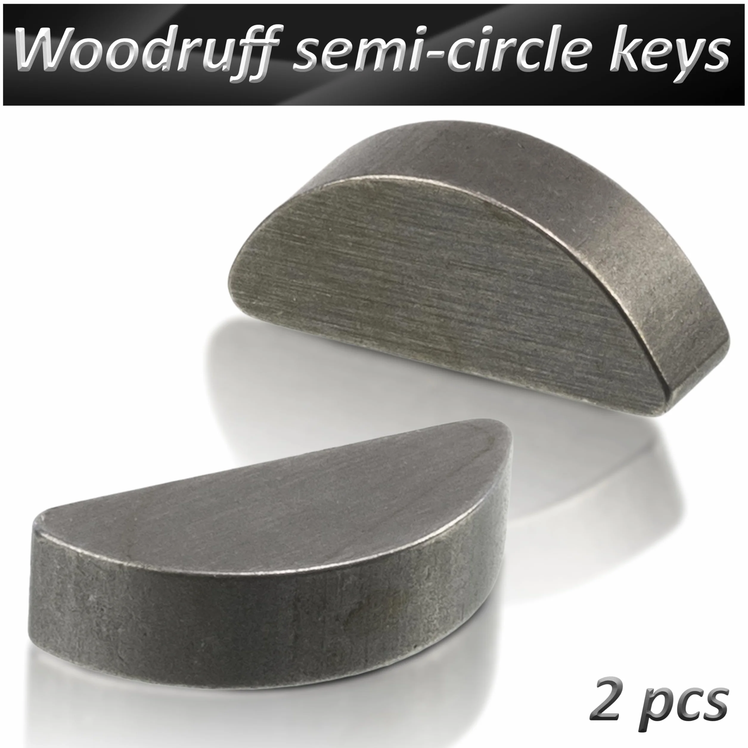 AERZETIX C75992 Set di 2 chiavette a forma di mezzaluna 4x6.5x16mm acciaio