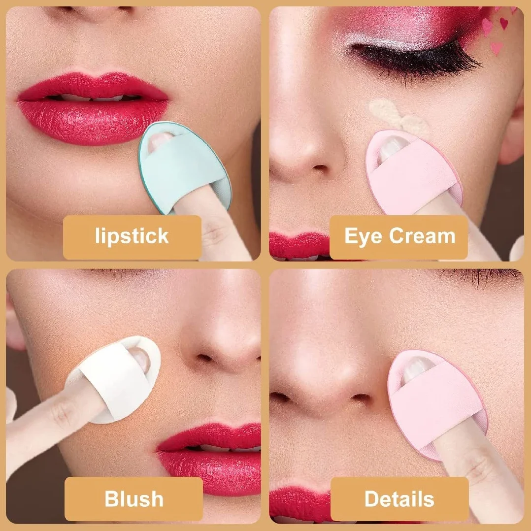 5PCS Polvere per dita,2PCS Burro a sfoglia umido e secco,Mini soffio di polvere,per Fondotinta Correttore Cosmetico Fondotinta Spugna Strumento di Trucco in Polvere