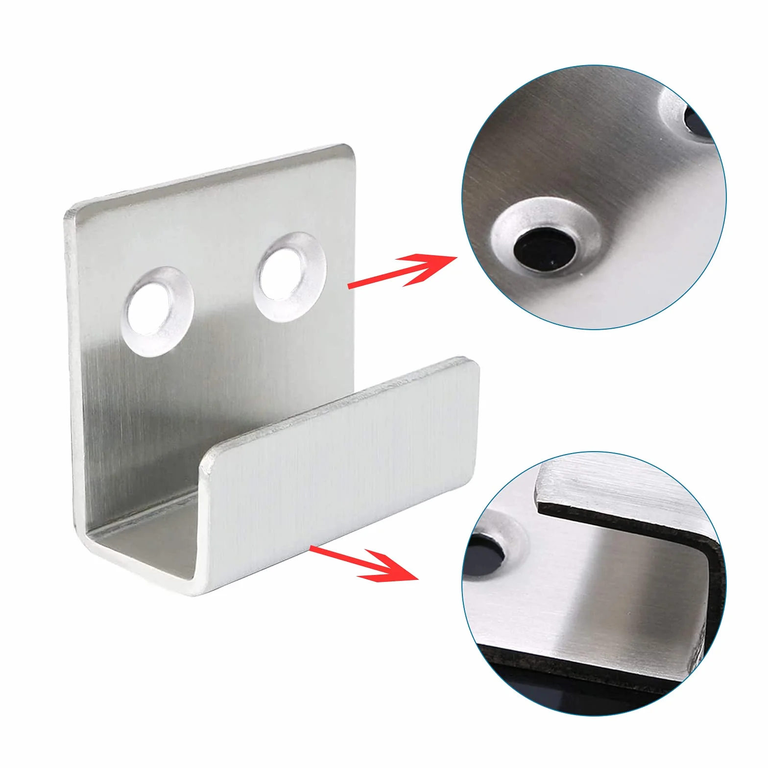 Ganci a U Inossidabile 50 kg 8 Pezzi per Bagno Cucina Vetro con Viti