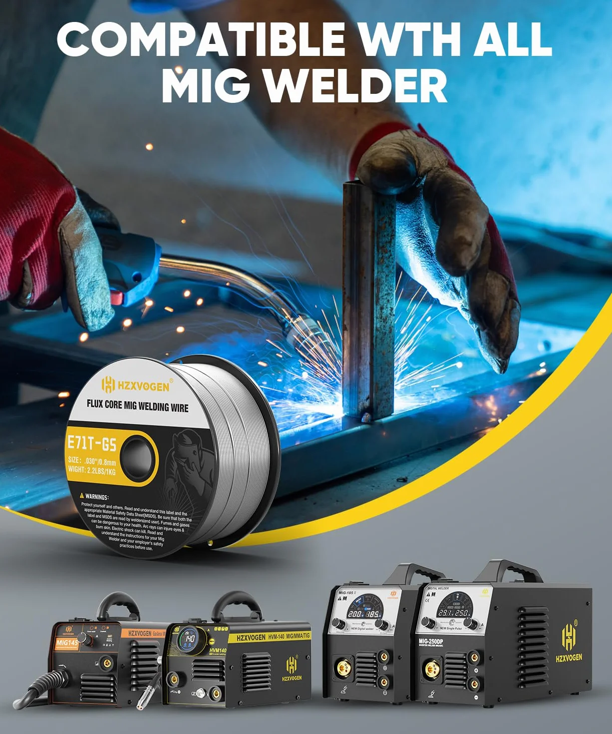 Filo animato no gas 0,8 mm 1 kg + 0,9 mm 1 kg Flux E71T-GS per saldatura MIG