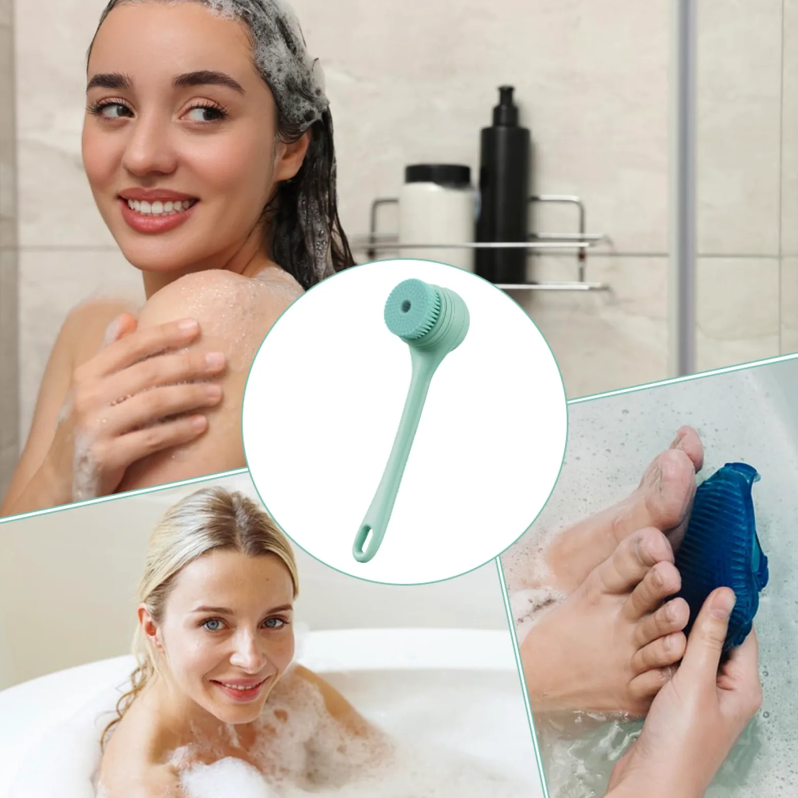 Spazzola elettrica per il corpo, Spazzola elettrica per il bagno | Scrubber per corpo con spazzole per bagno e con ricarica USB impermeabile | per la schiena a bat