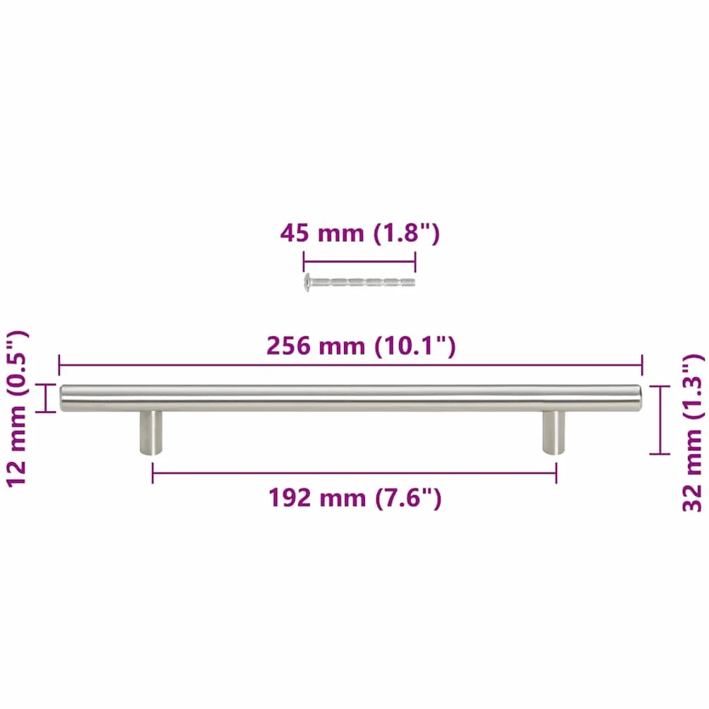 vidaXL Maniglie per Mobili 192mm Argento Acciaio Inox 5pz