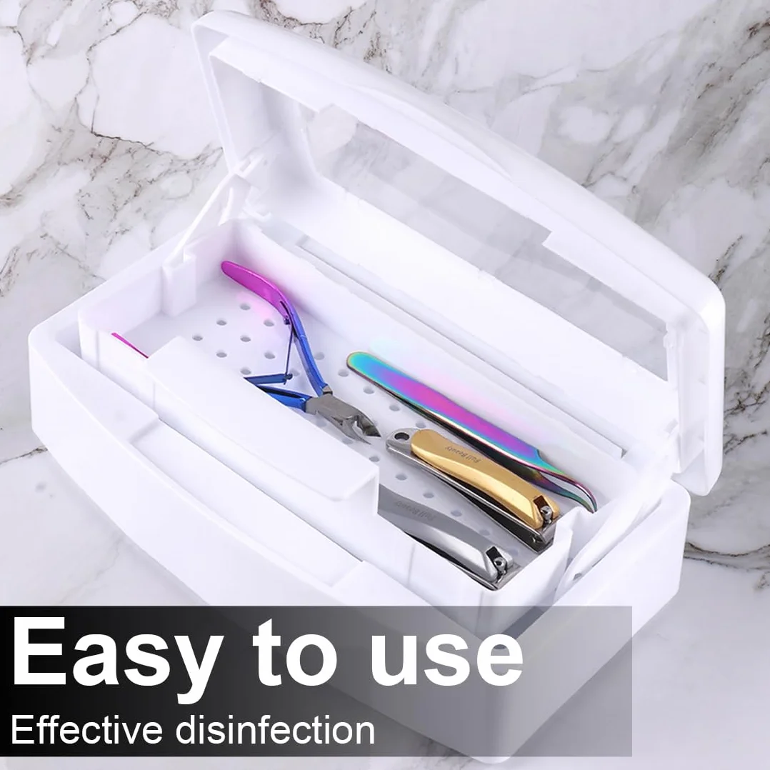 WeddHuis Vaschetta Sterilizzazione Strumenti a Freddo per Manicure Pedicure e Saloni di Bellezza con Vassoio Sollevabile per Attrezzi e Strumenti per Unghie