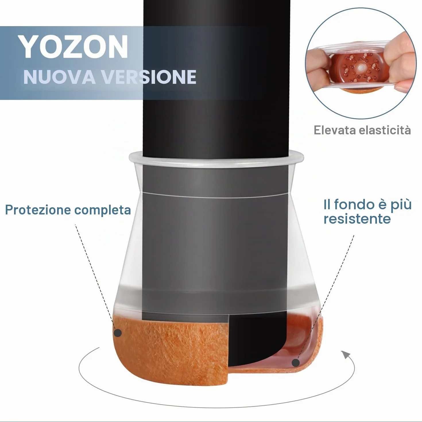 Gommini per Sedie Rotondi Con Feltrini, Coprigambe Protezioni per Gambe Mobili Pavimenti Legno, Trasparente Diametro 14-20 mm, 20 Pezzi