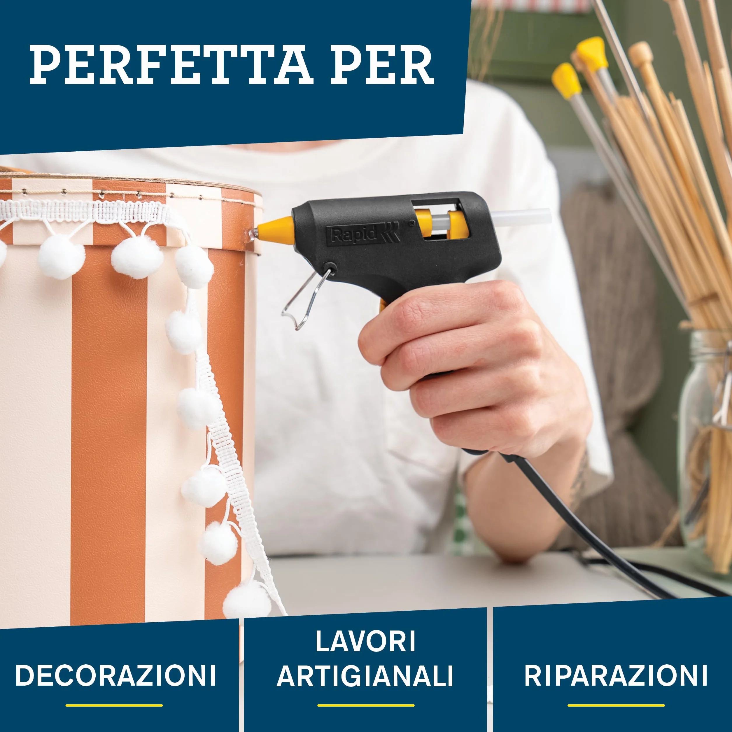 Rapid Pistola per Colla a Caldo Hobby 7 mm 100 g/h 10 Minuti con 30 Stick Trasparenti