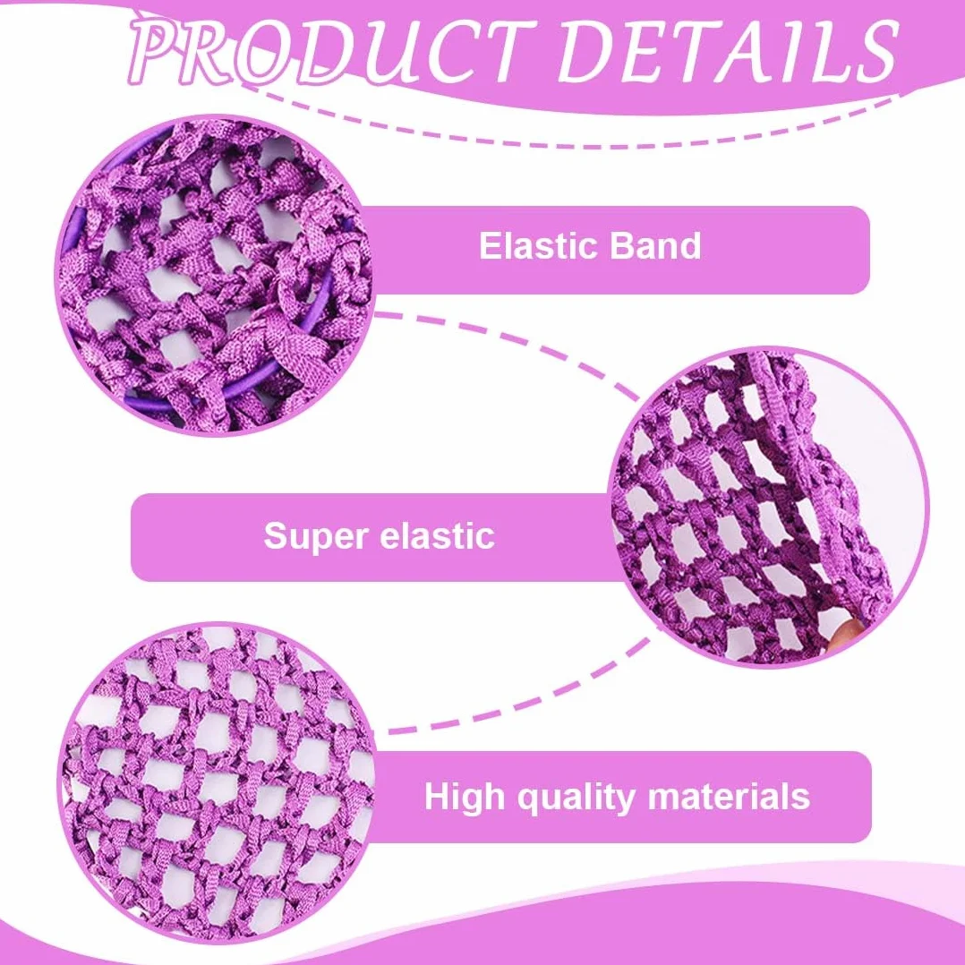8 Pezzi Copertura a Rete per Danza Classica con Elastico,Retina per Capelli Chignon Retina per Capelli Chignon Bambina con Perline Retine per Capelli per Hotel Infermiera
