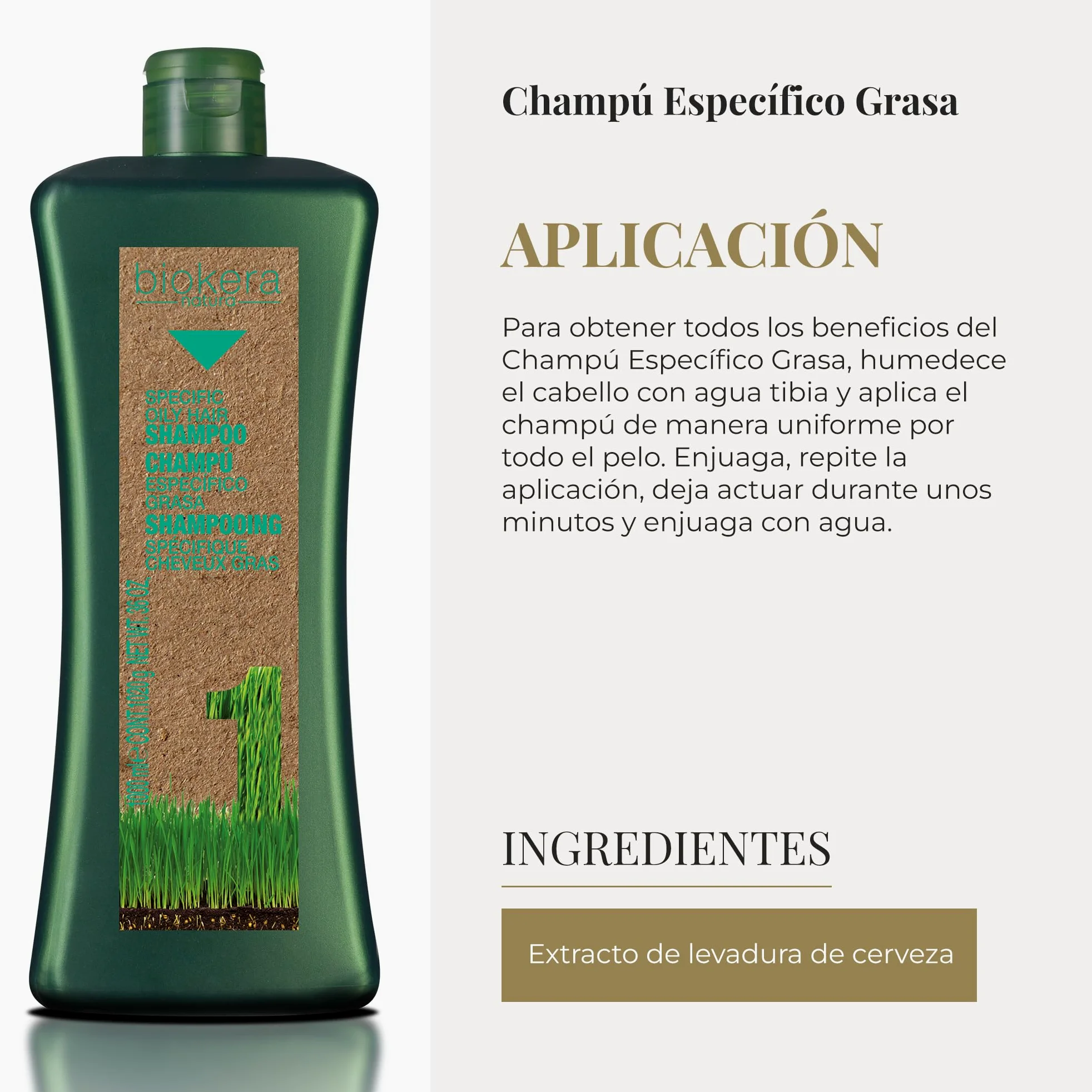 SALERM - Shampoo Antigrasa - Shampoo Specifico Grasso Biokera Natura - 1000 ml - per Capelli Grassi - con Lievito di Birra - Pulizia delicata - Proprietà Seboregolatrici