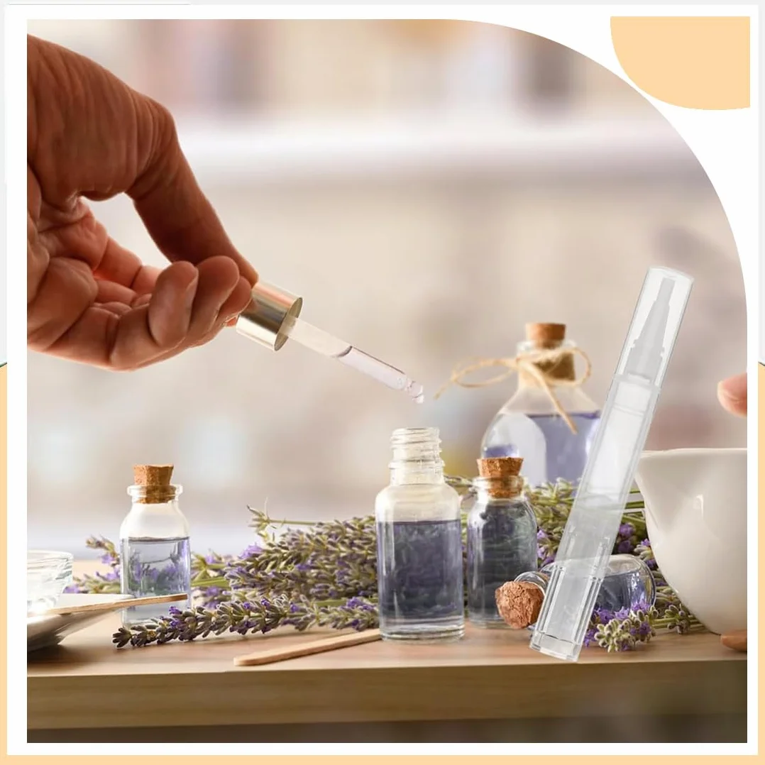 WeddHuis 6 Pezzi Penna Olio per Cuticole Vuota con Punta a Pennello per Crescita Ciglia, Applicatore Lipgloss (5 ml) (Trasparente)