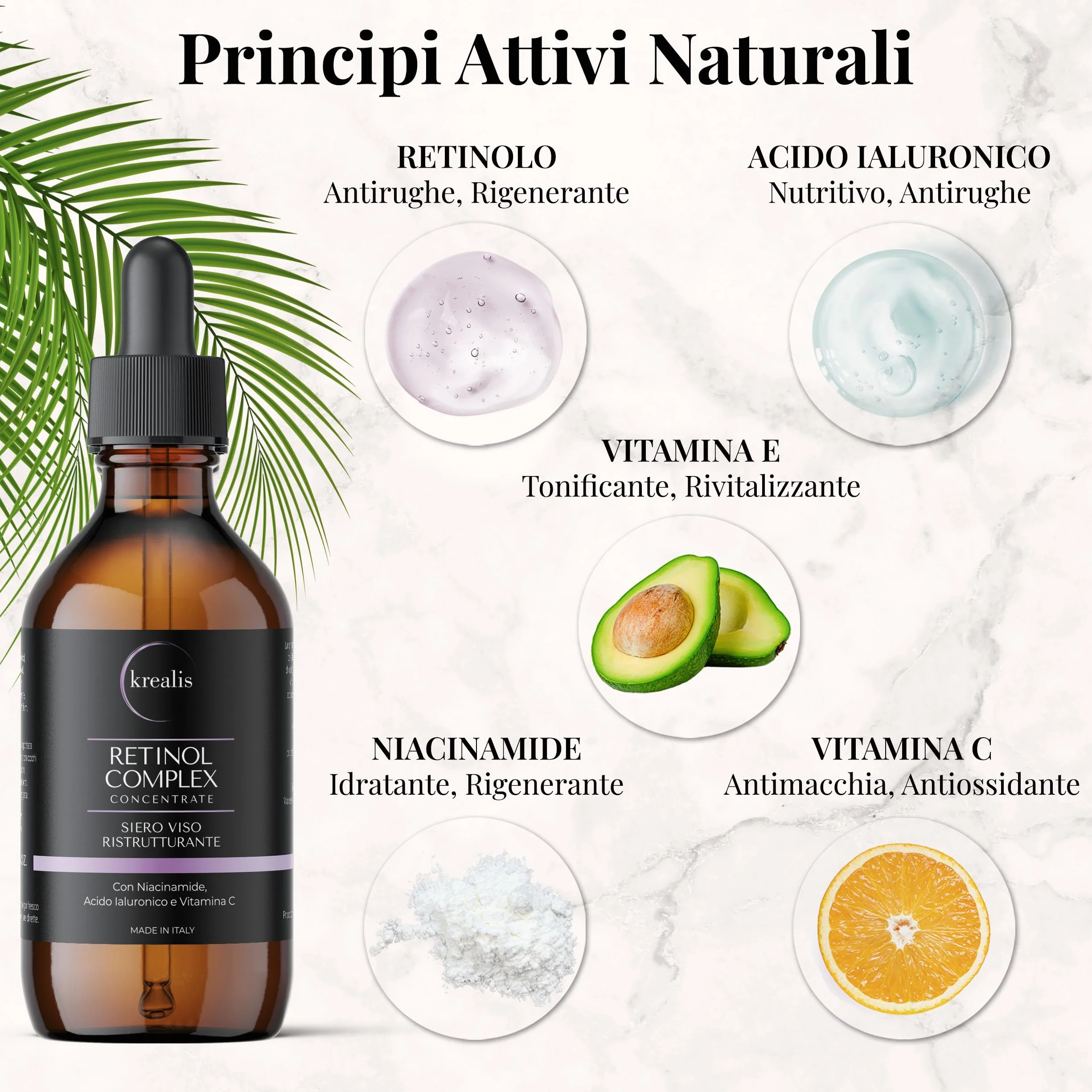 100ml - Retinolo Viso Completo con Niacinamide, Acido Ialuronico e Vitamina C, Siero Retinolo Idratante, Siero Viso, Antirughe, Antimacchia