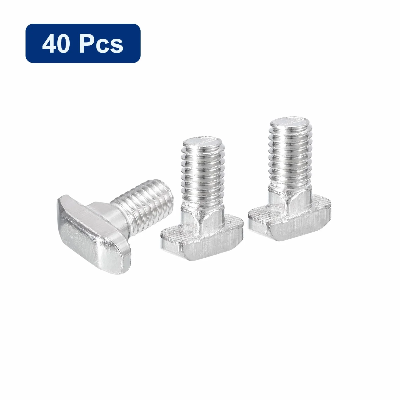 QUARKZMAN 40pz Bulloni a T-Slot M8 x 16mm Bullone Testa a Martello Vite a T Perno per Profilo Alluminio Serie 4040 Acciaio Carbonio Nichelato Argento