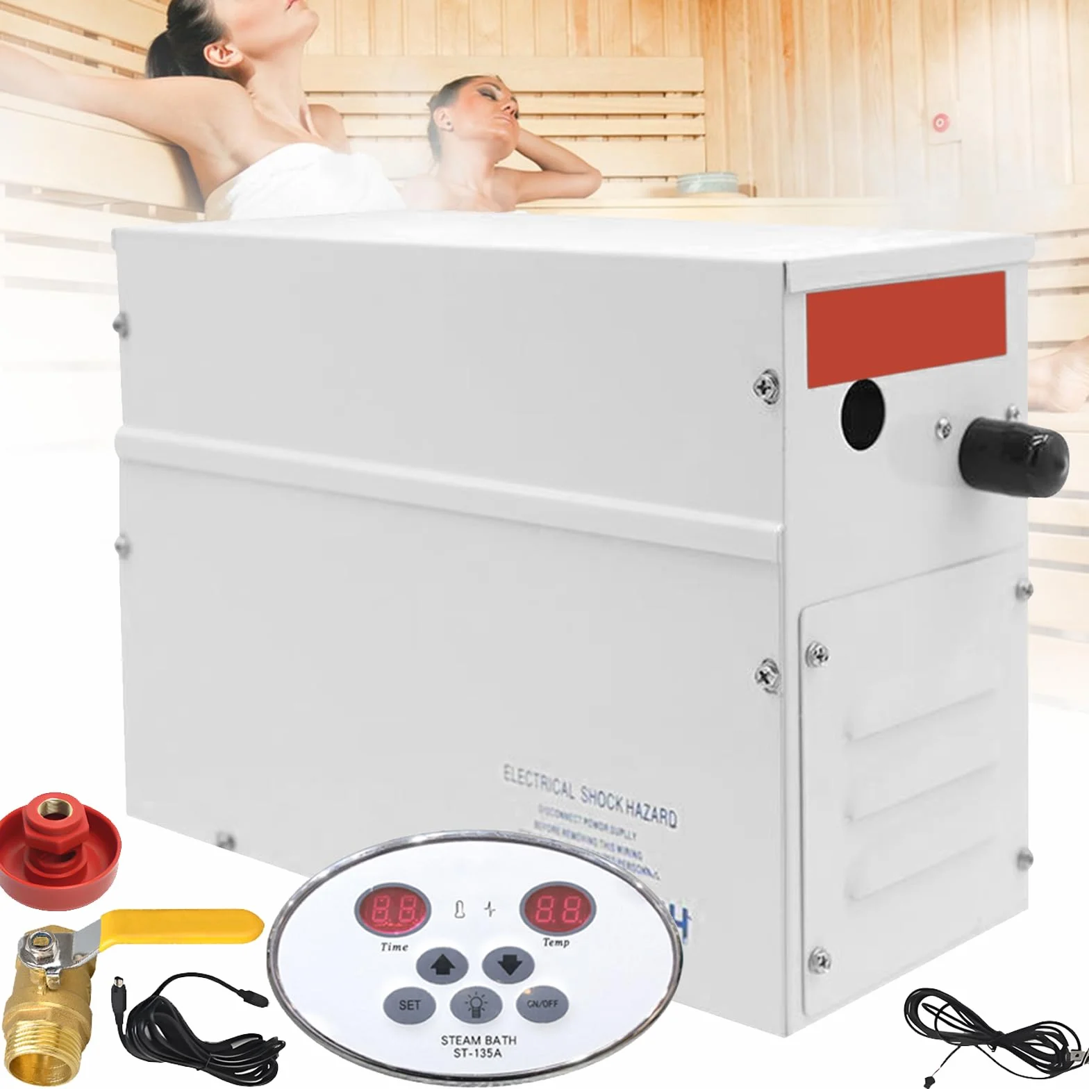 Generatore Vapore Sauna 3kW 220V Controller LED 25-55°C 2-3m³ Acciaio Inox 316