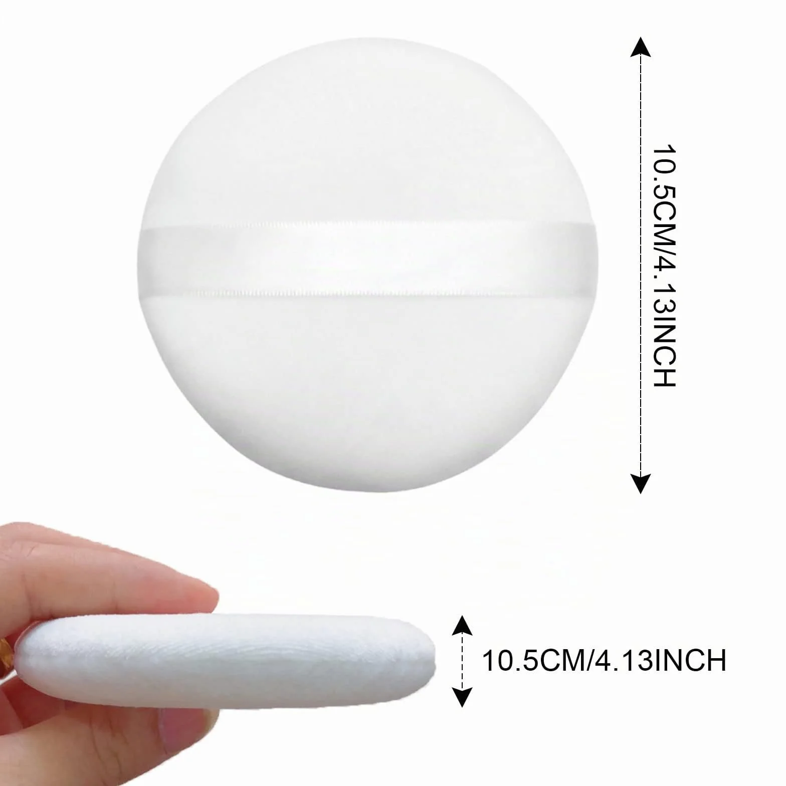 TSHAOUN 4 Pezzi Soffio di Polvere Rotondo,10.5 cm Soffietti in polvere soffici e soffici per il corpo, con nastro,per Cipria Fondotinta Polvere Cosmetica e Fard,per Viso Corpo(4 Pcs)