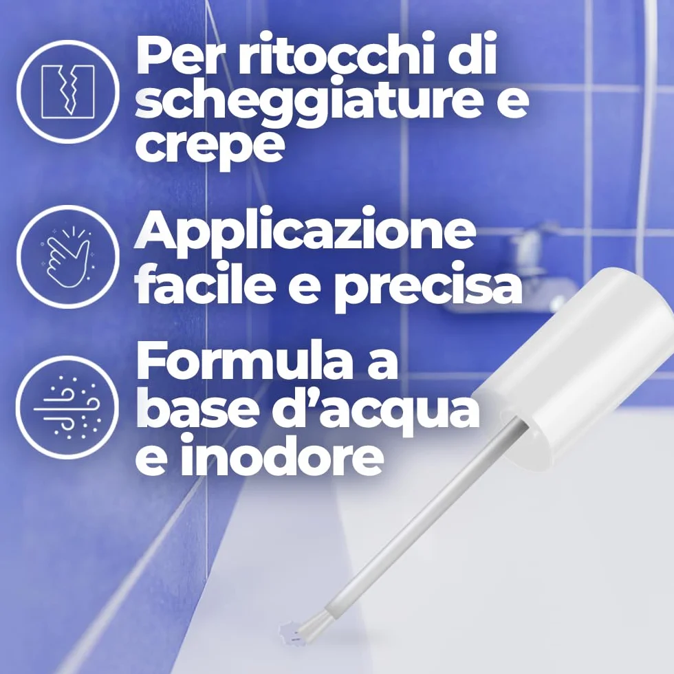 Pattex Bagno Sano Ripara Smalto, Smalto acrilico a base acqua per piastrelle, 1x50ml