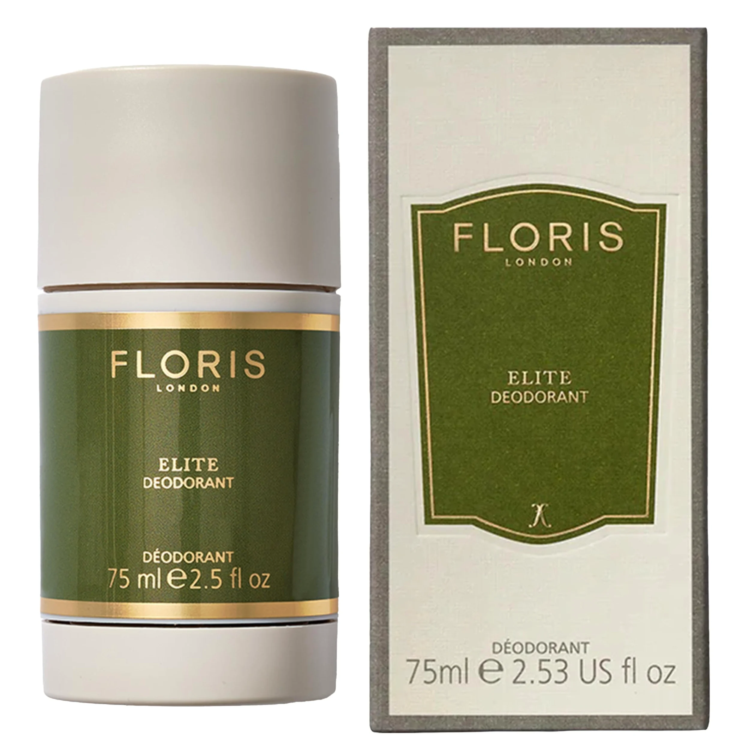 Floris London Elite Deodorante Stick (75 ml), delicatamente profumato, anti-odore, senza alcool e alluminio, adatto per pelli sensibili, vitamina E protegge le ascelle