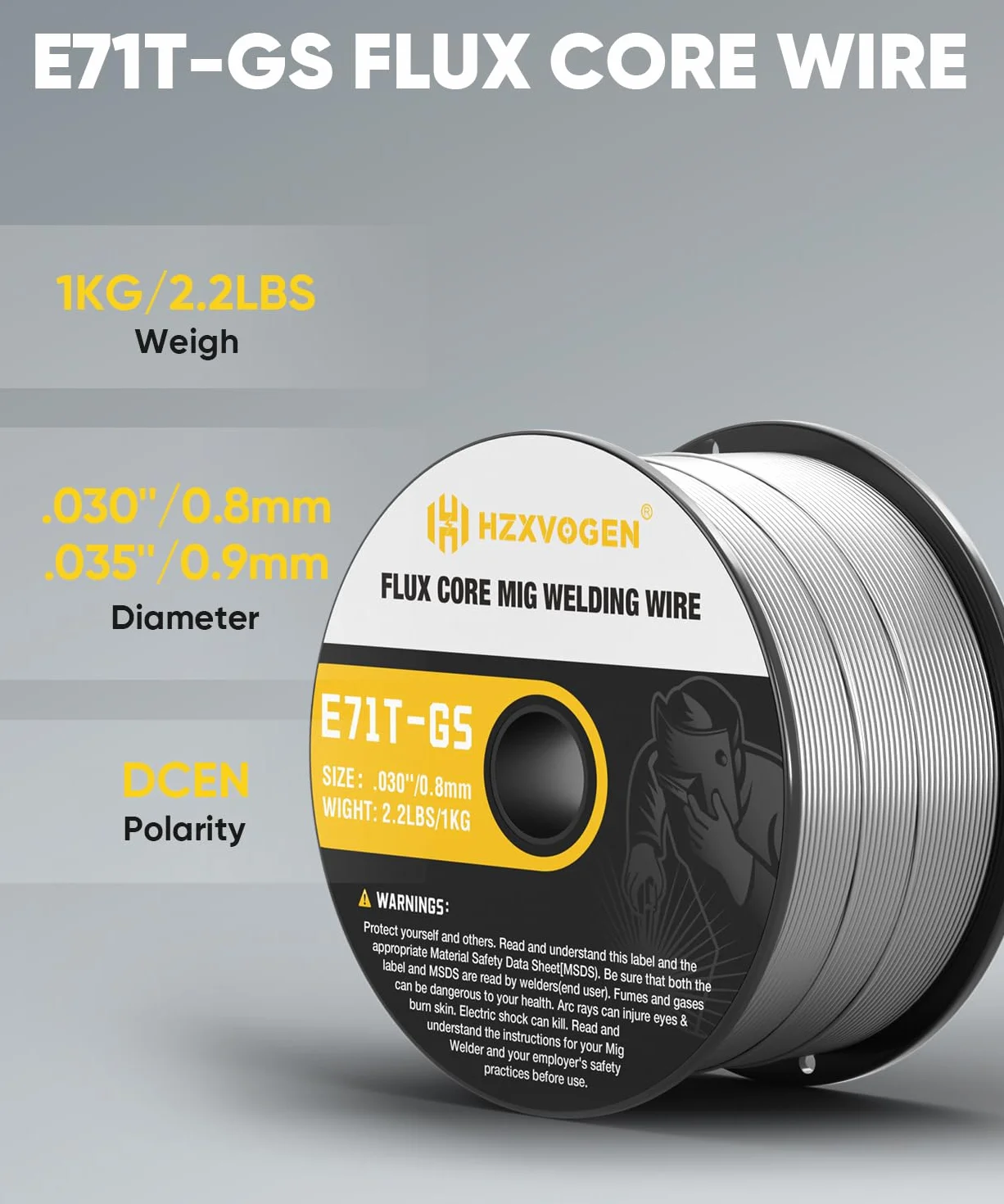 Filo animato no gas 0,8 mm 1 kg + 0,9 mm 1 kg Flux E71T-GS per saldatura MIG