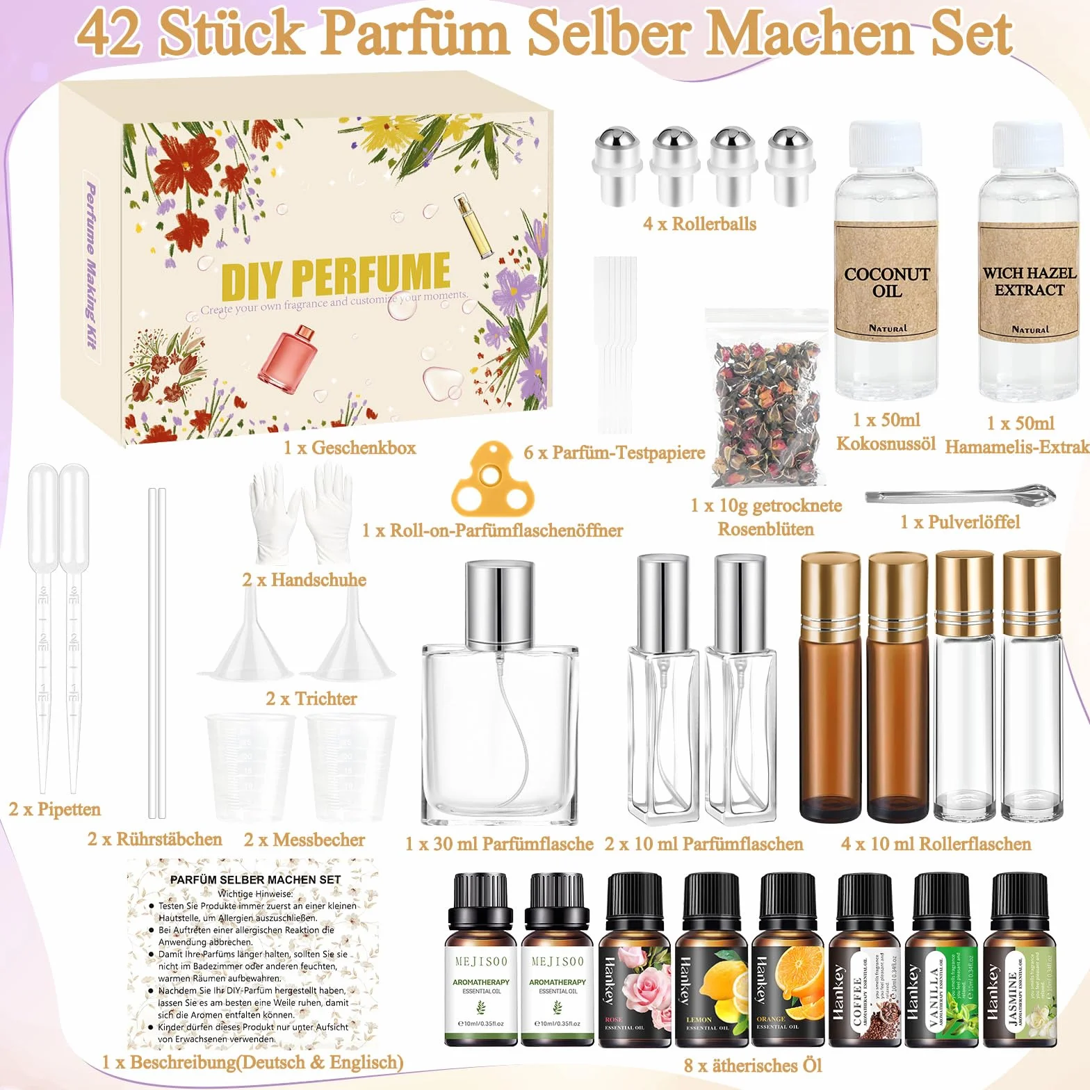 Kit per la creazione di profumi Vezerd - Kit creativo fai-da-te per adulti - Con olio essenziale - Mini profumi come regalo per donne/ragazze/donne